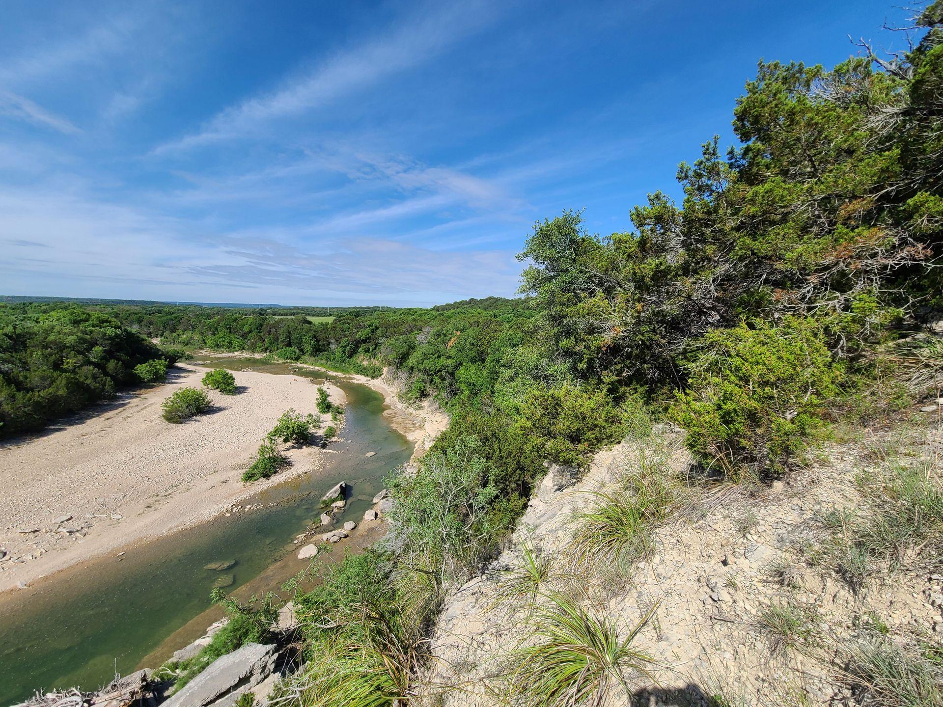A view of the Paluxy River from an overlook in Dinosaur Valley State Park.