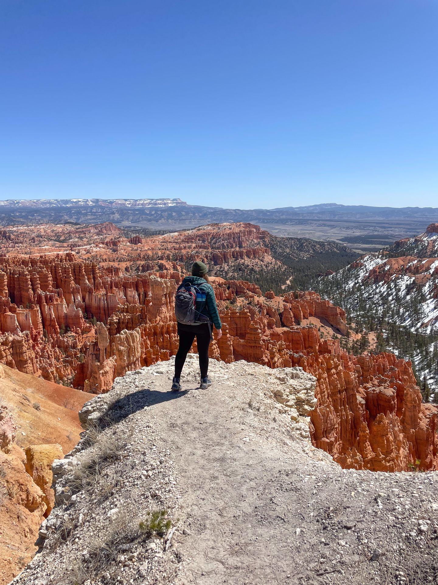 Lydia looking at the amphitheater from the Bryce Canyon Rim Trail
