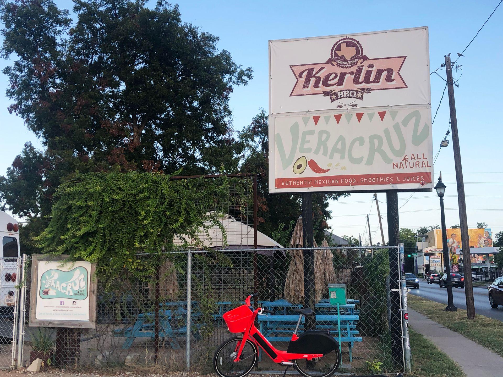 The sign at the oldest location of Veracruz Tacos