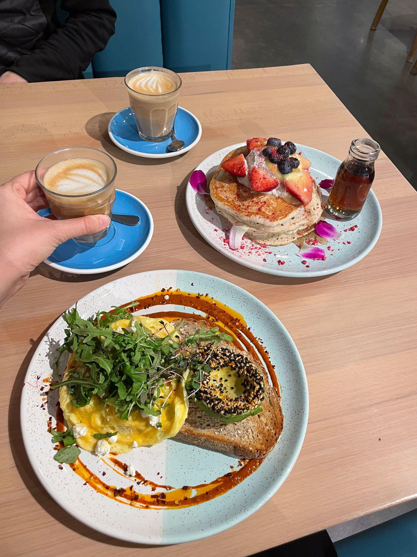 Avocado toast, pancakes and lattes from Bluestone Cafe