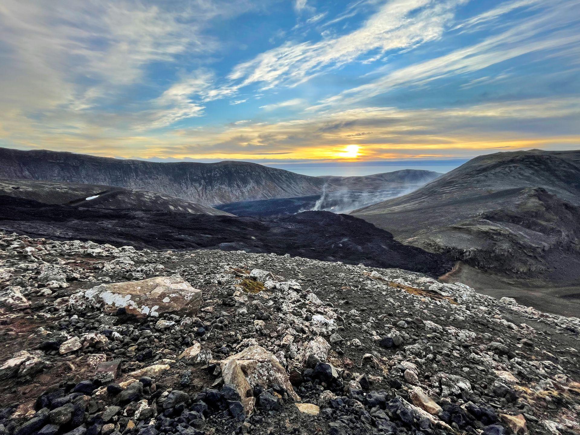 Looking at mountain views from the Fagradalsfjall Volcano trail.