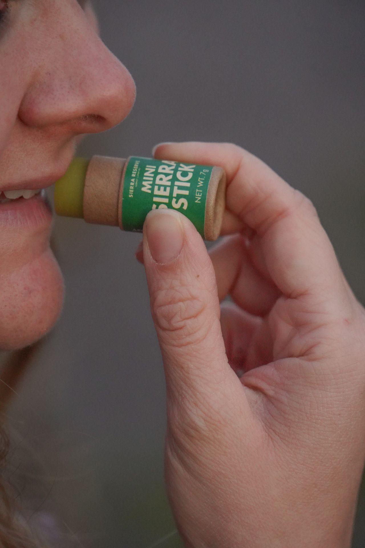 Using a mini Sierra Stick on lips.