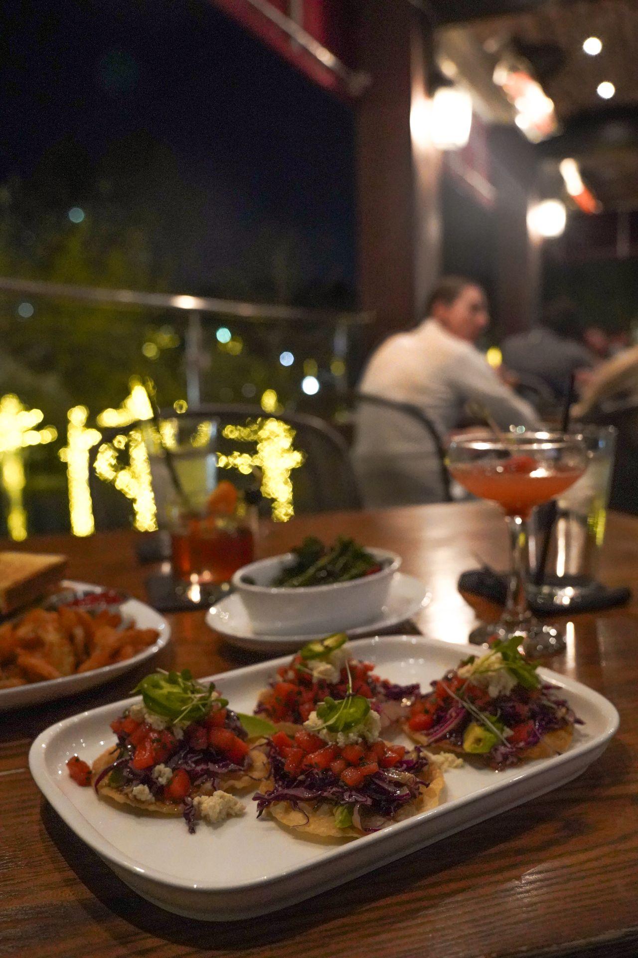 Watermelon poke tostados from Hearsay on the Waterway