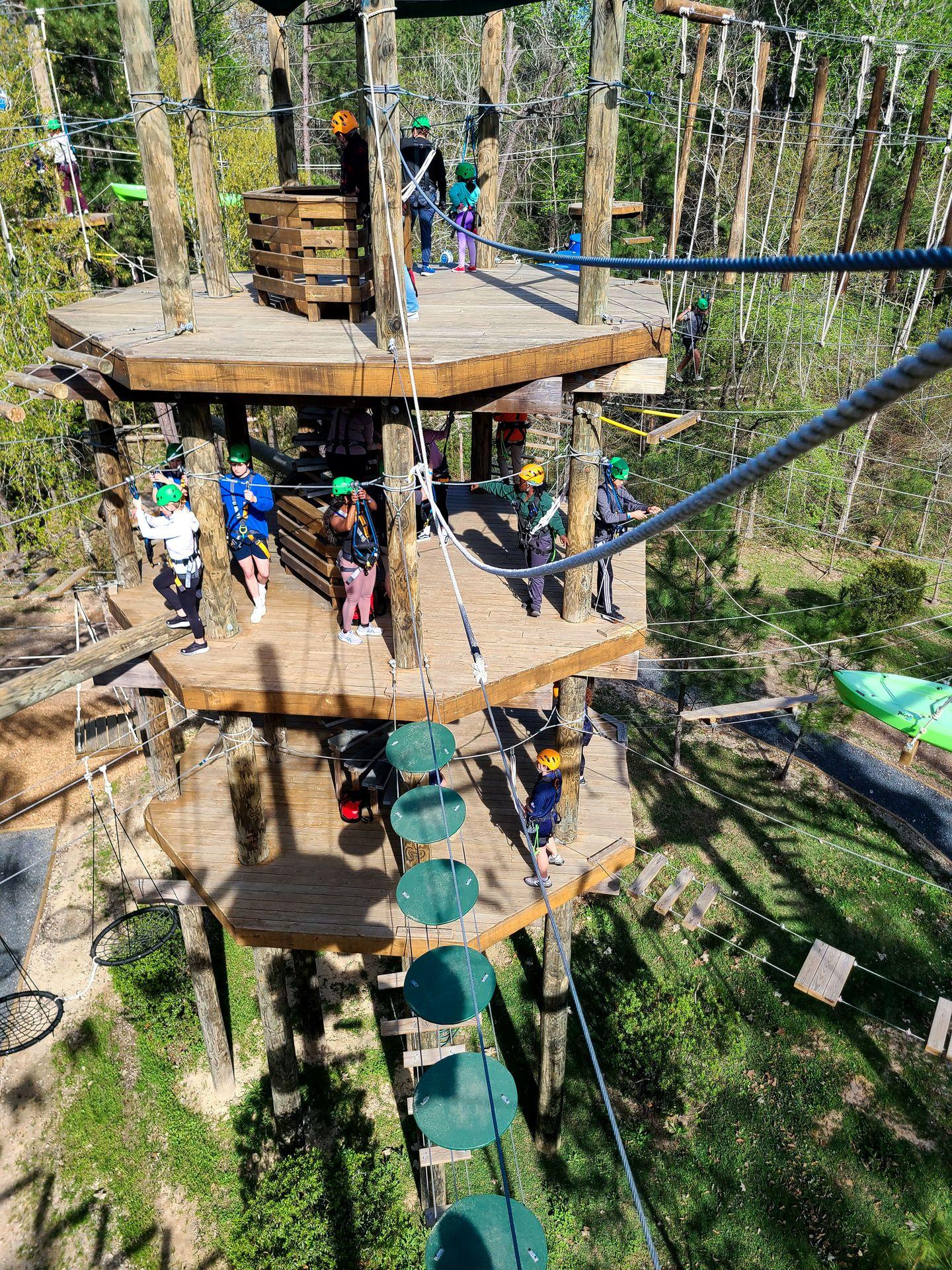 Looking down towards the center of the Texas Treeventures course