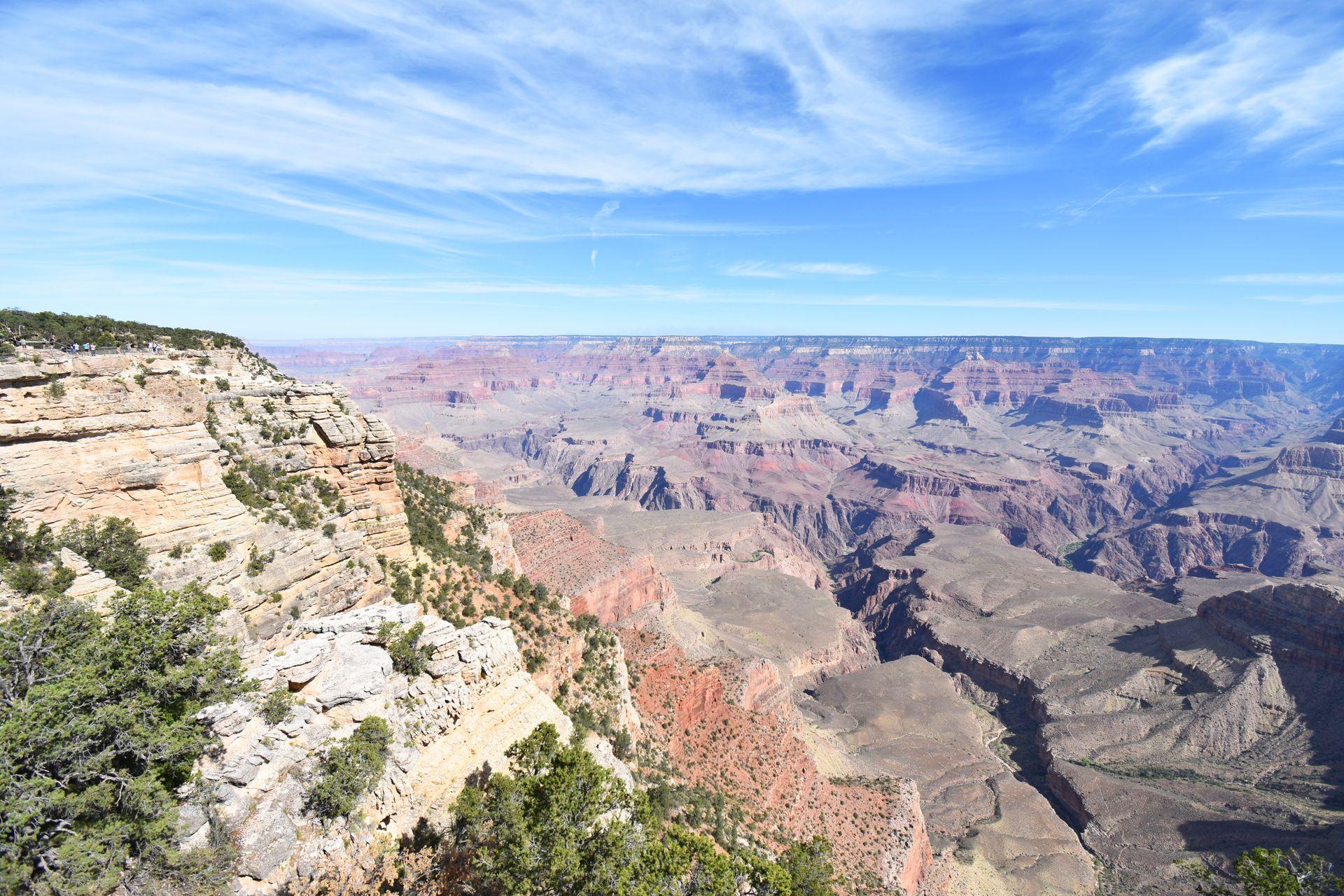 A view looking into the Grand Canyon from the South Rim.