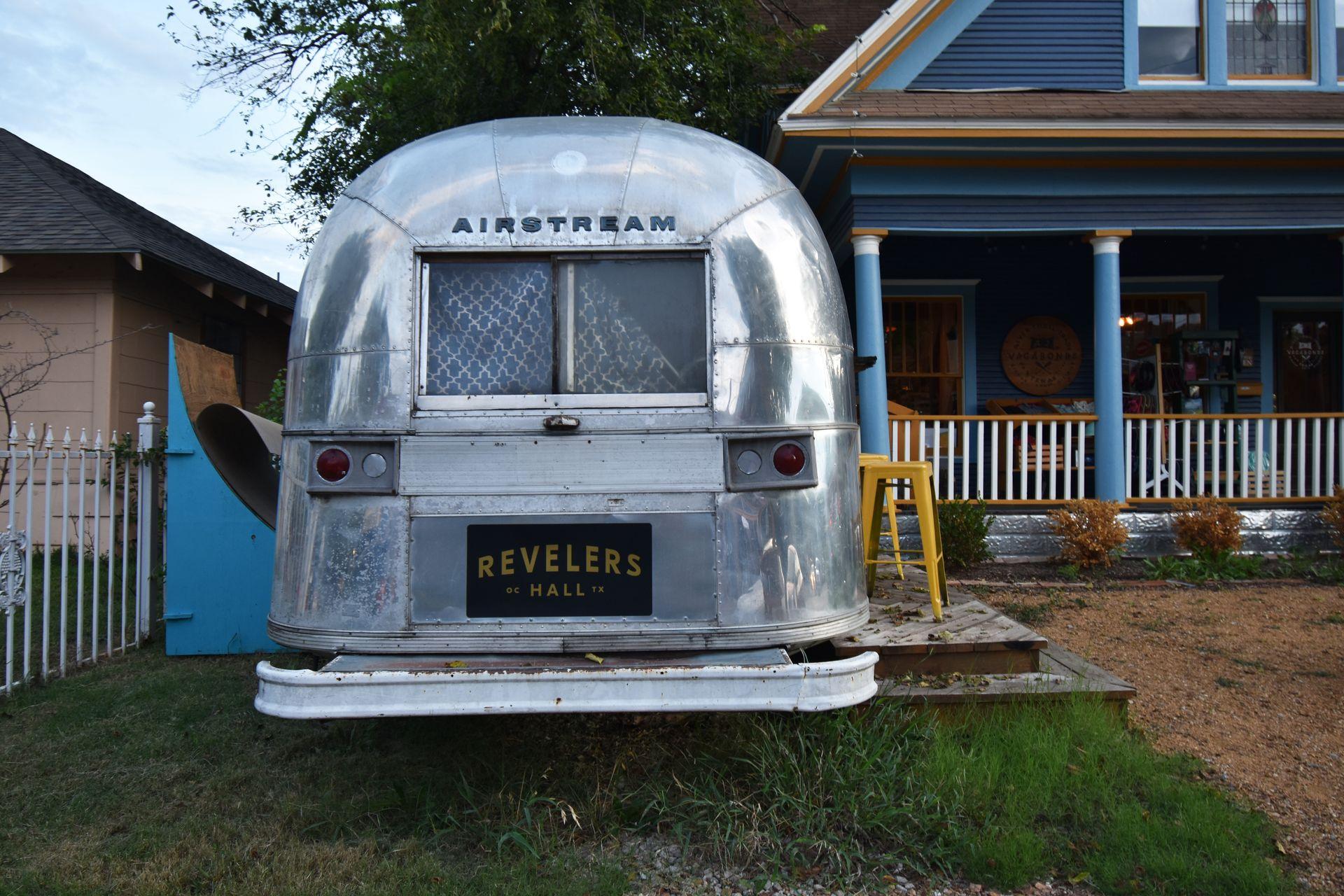 An airstream labeled "Revelers Hall"