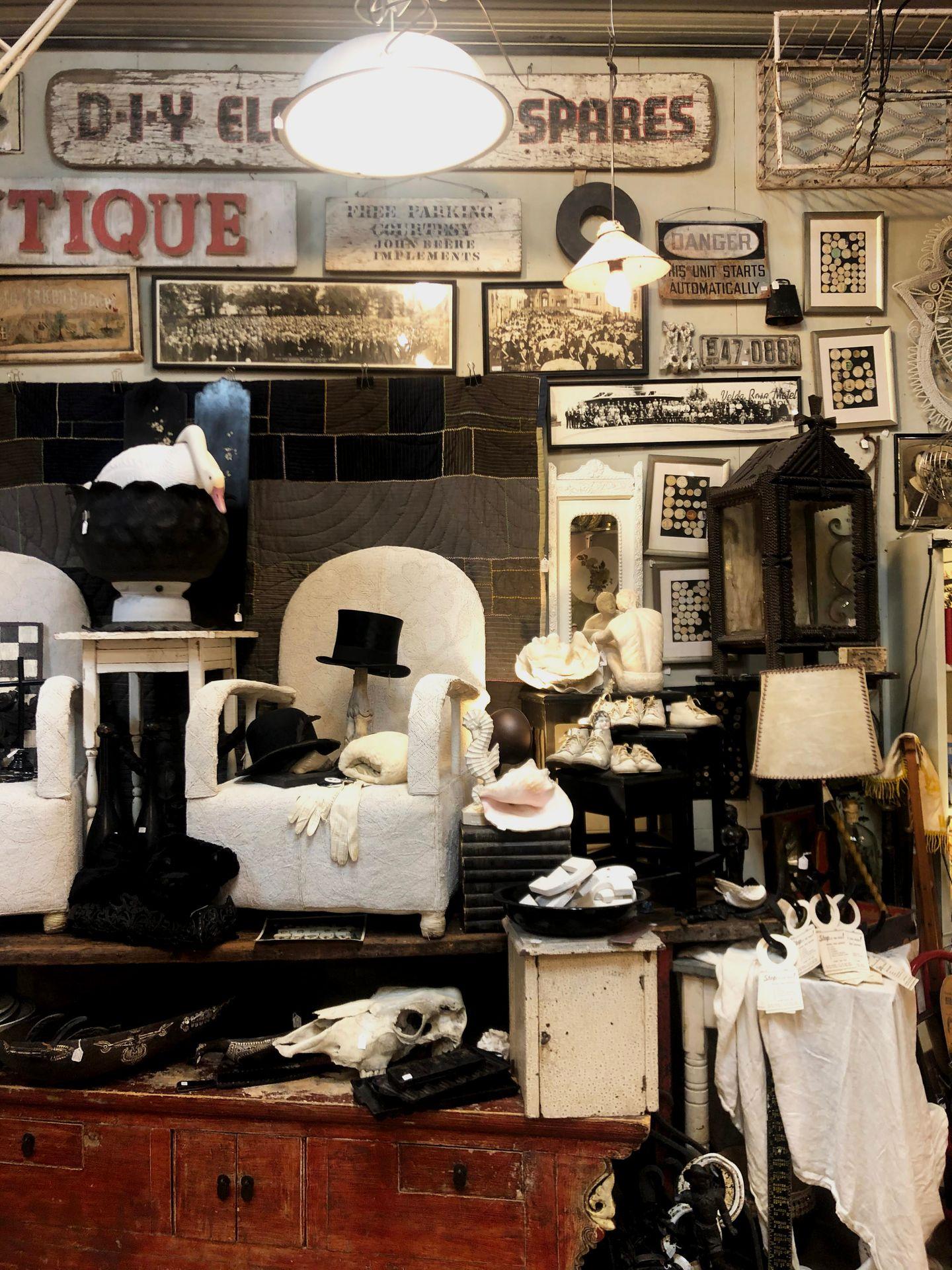 An area of black and white antiques in Uncommon Objects.