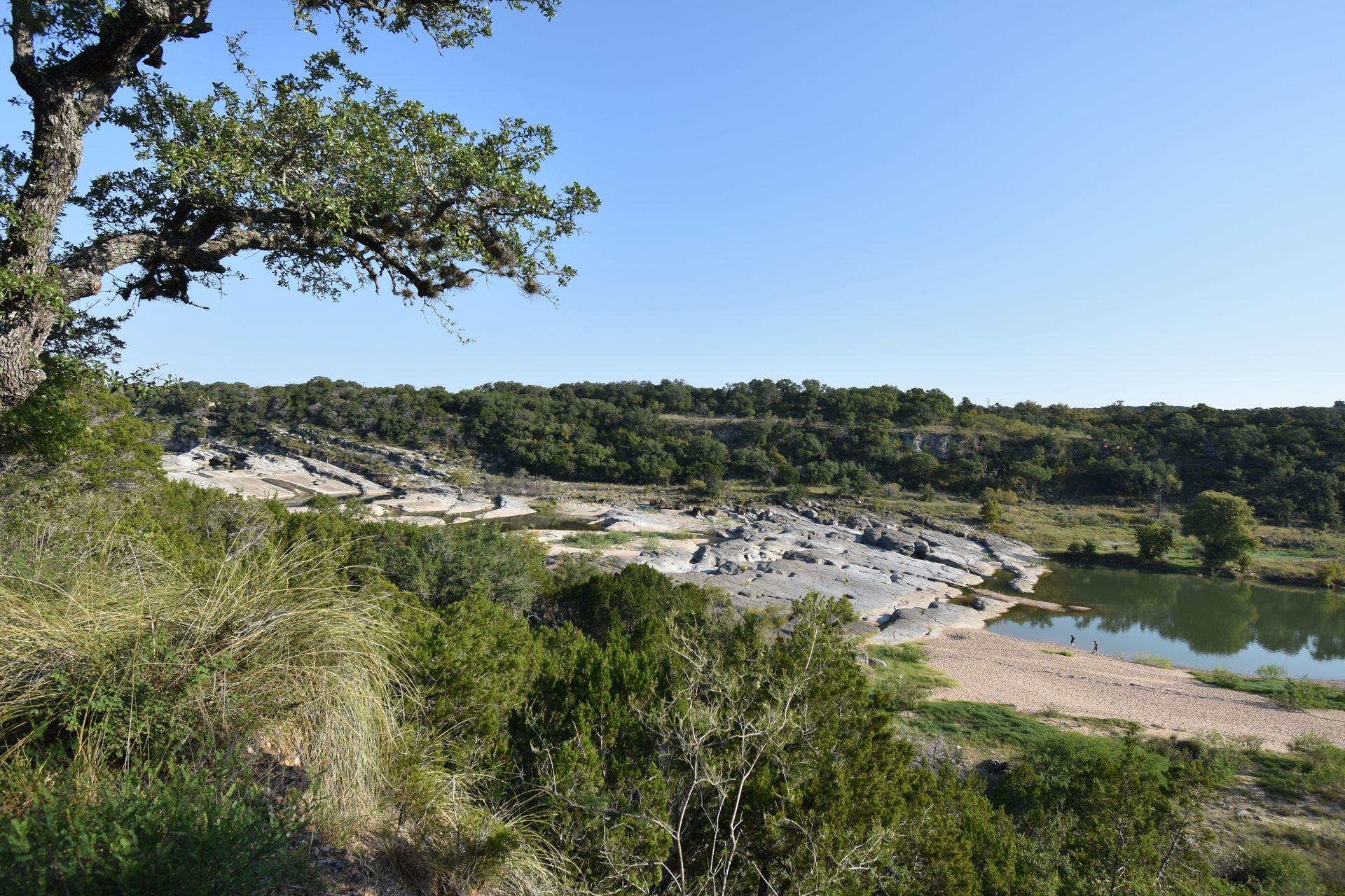 A view looking down on Pedernales Falls