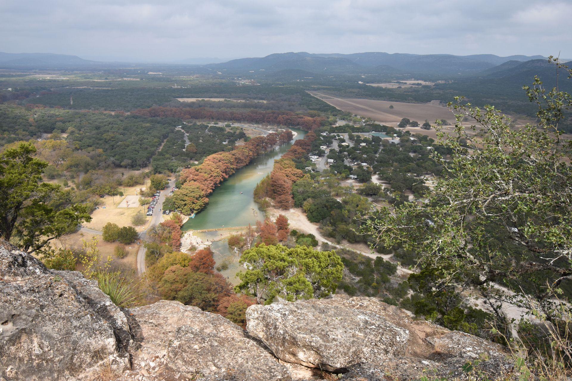 A view of the Frio River from Mt Baldy in Garner State Park.