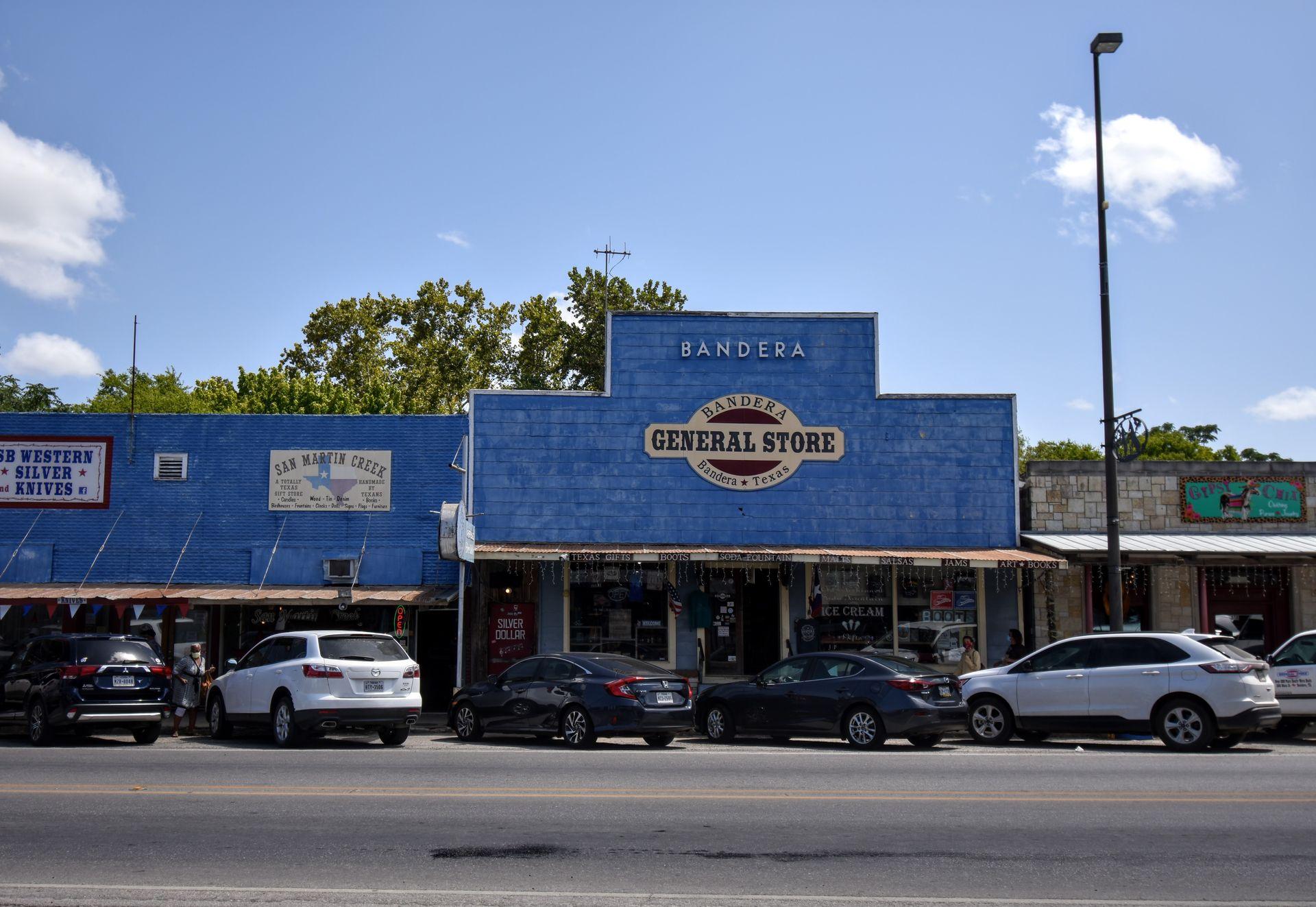 The blue general store in Bandera, Texas