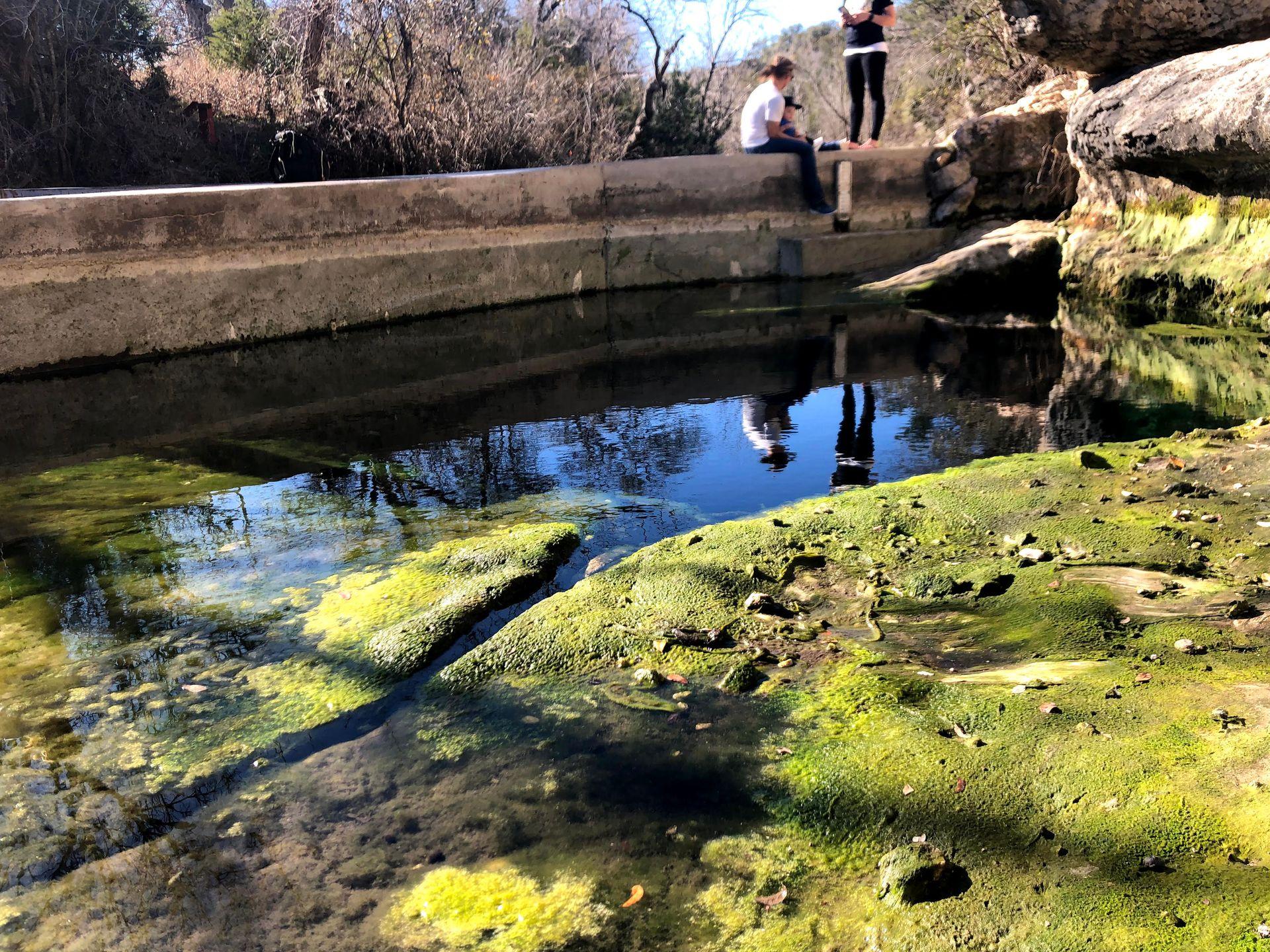 Jacob's Well with very low water levels in the winter.