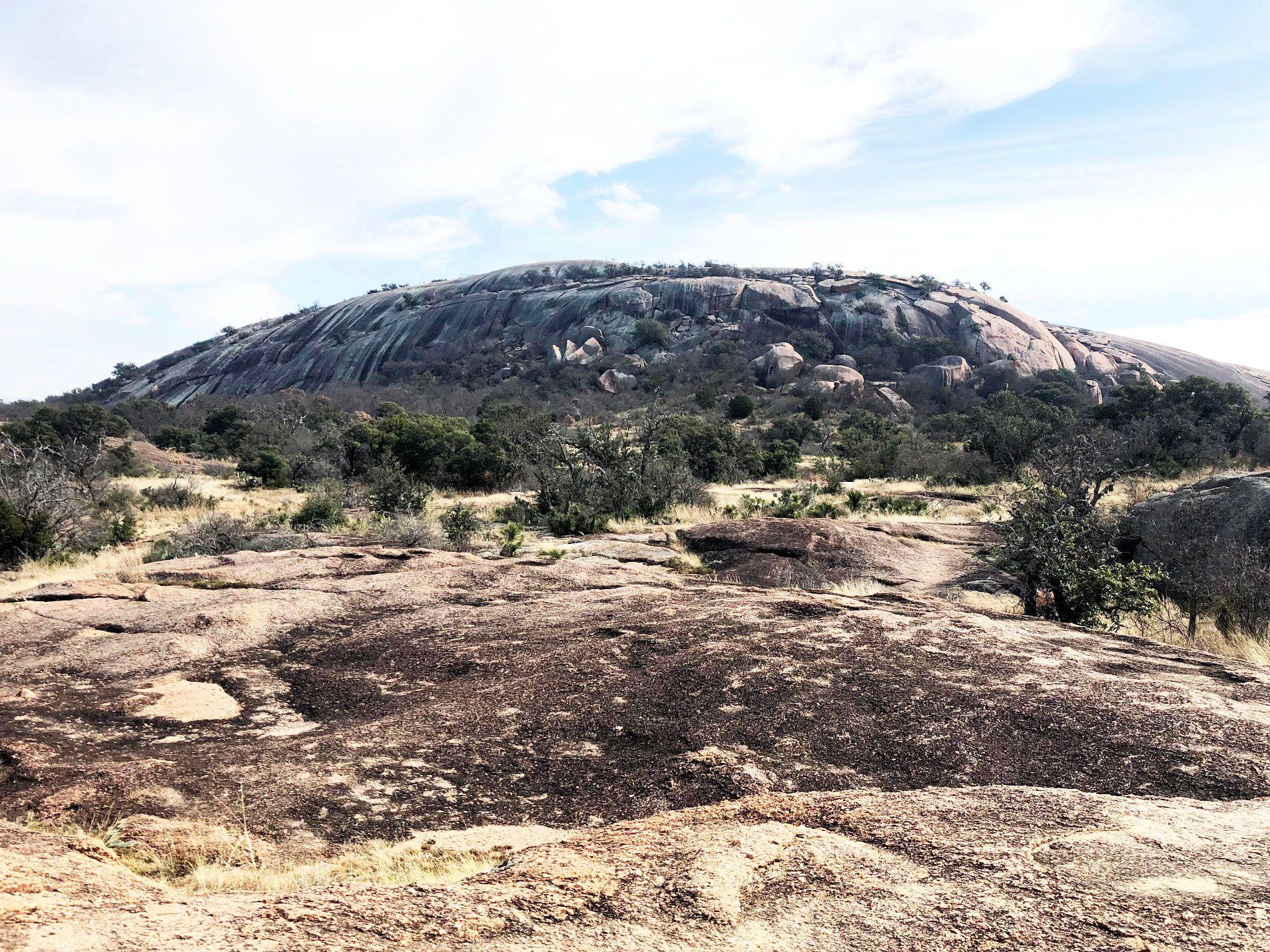 A landscape view of the entire Enchanted Rock.