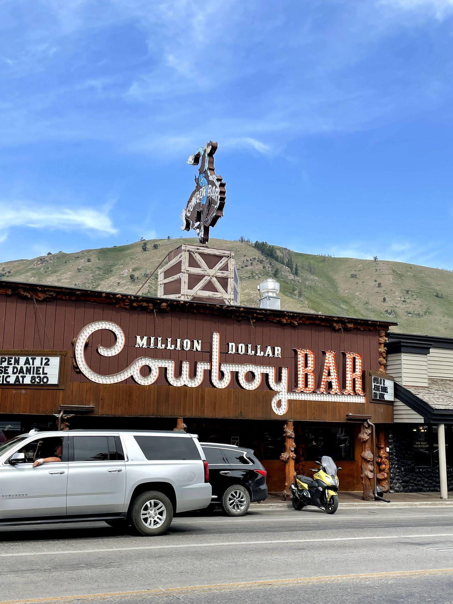 An exterior view of the Million Dollar Cowboy Bar.