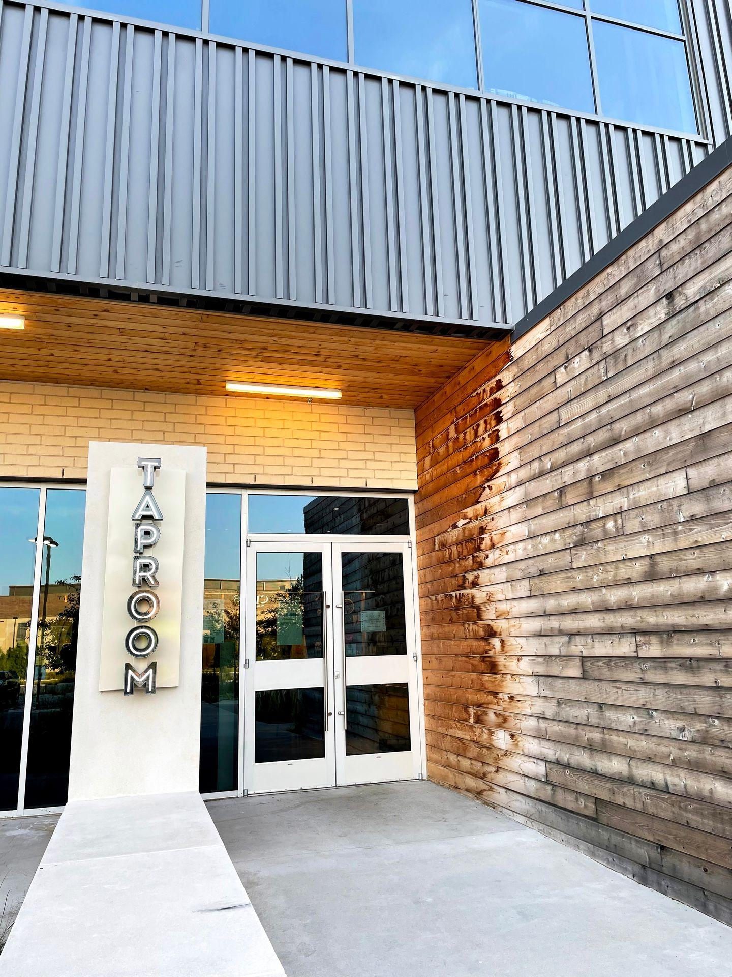The entrance to the taproom of Bentonville Brewing Company.