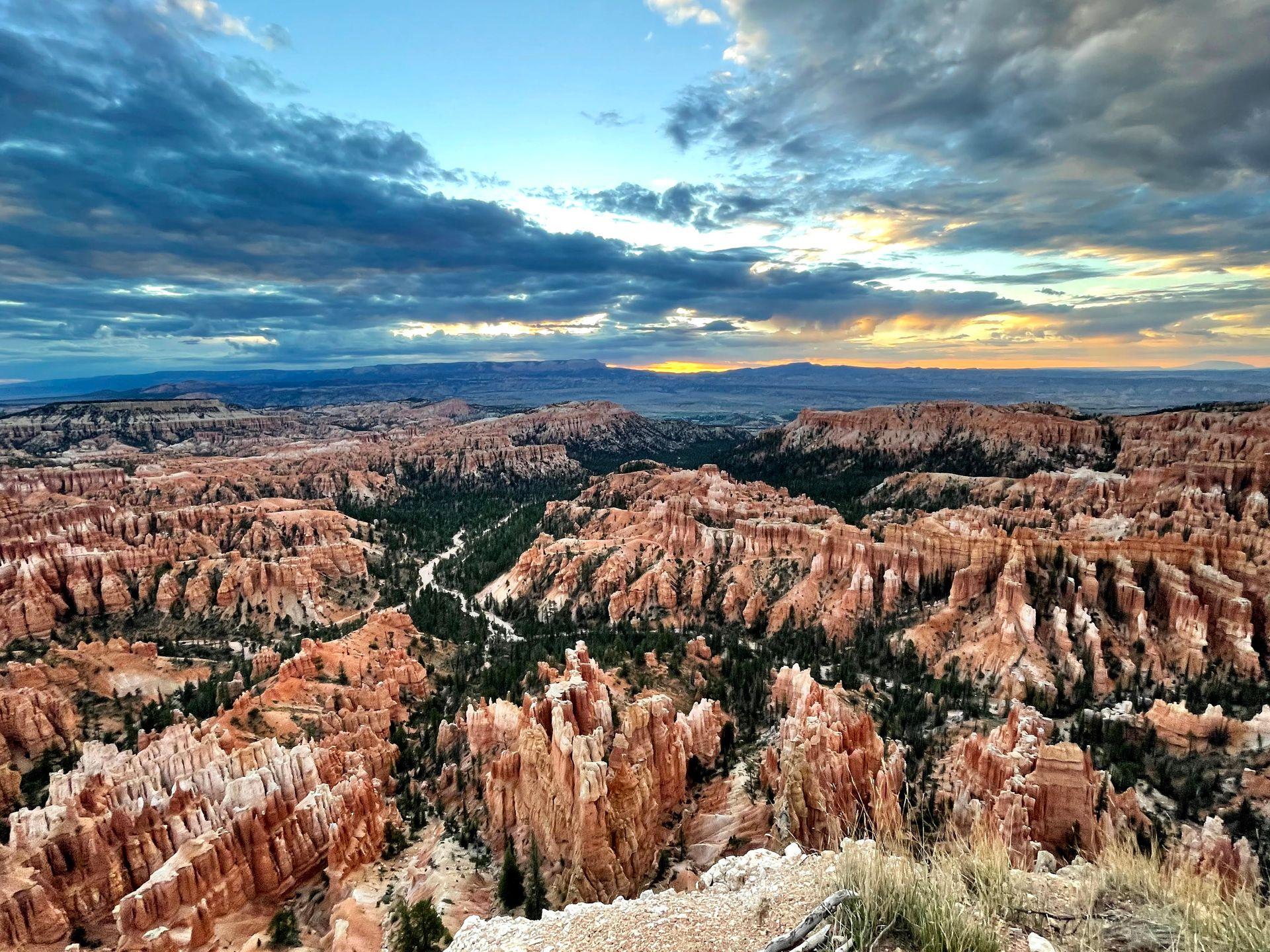 A view of Bryce Canyon at sunrise.