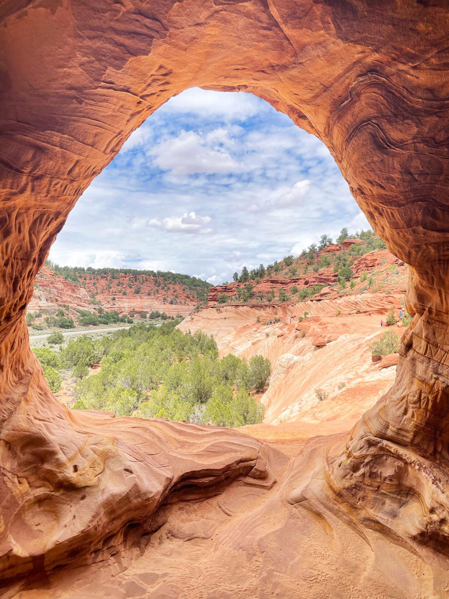 Looking out from a cave at the Kanab Sand Dunes.