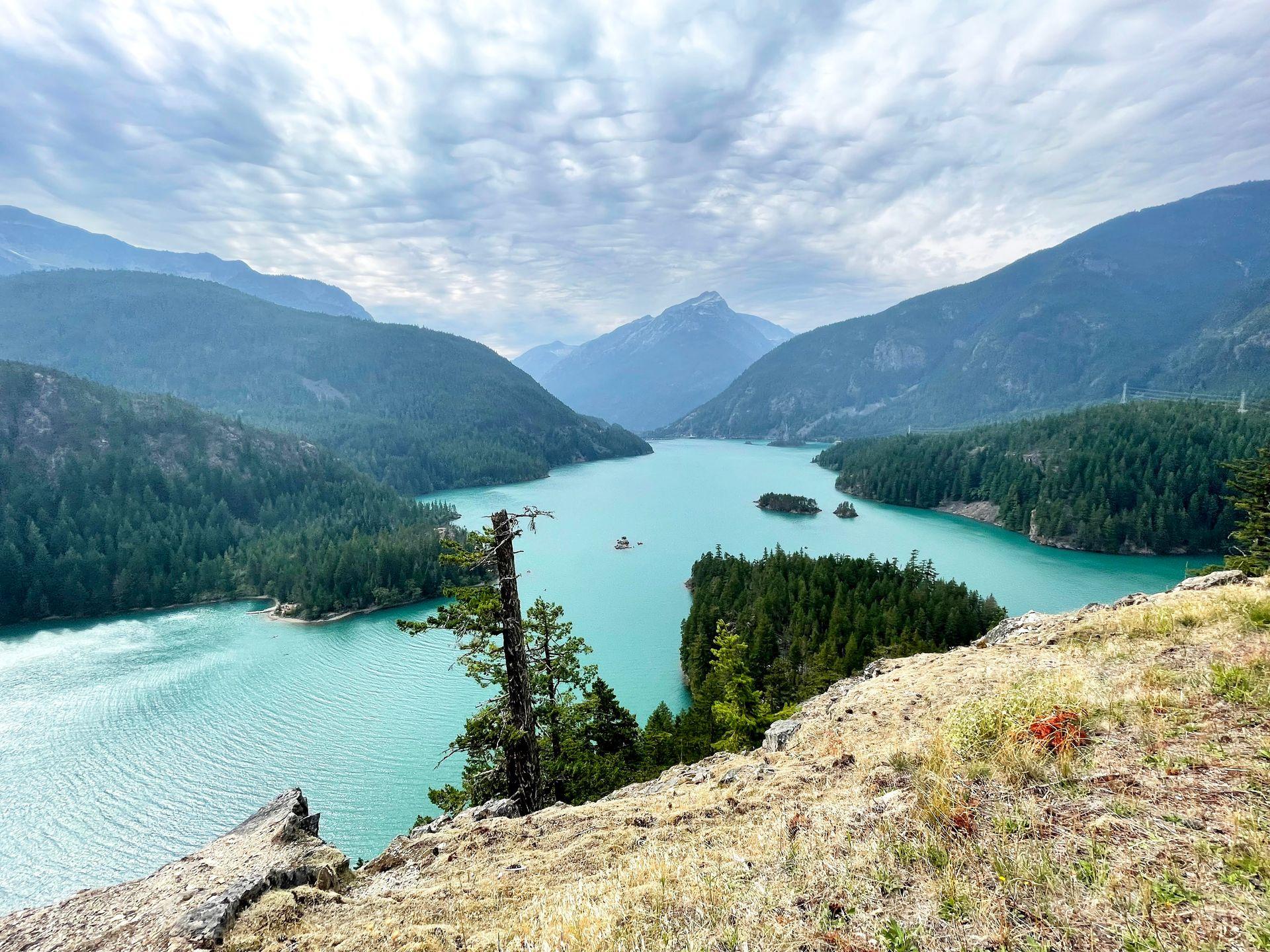 A view the turquoise Diablo Lake from the Diablo Lake Overlook.
