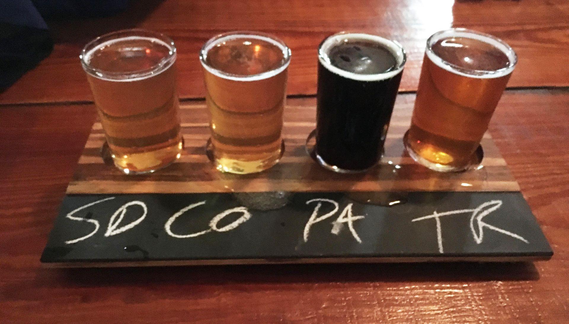 A flight of 4 beers from Rhinegeist Brewery