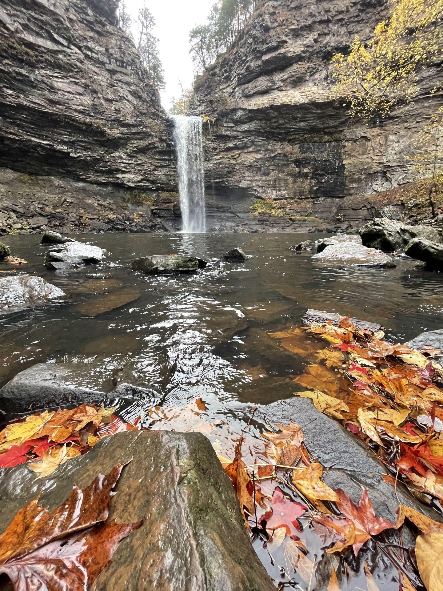A view of the base of Cedar Falls at Petit Jean State Park