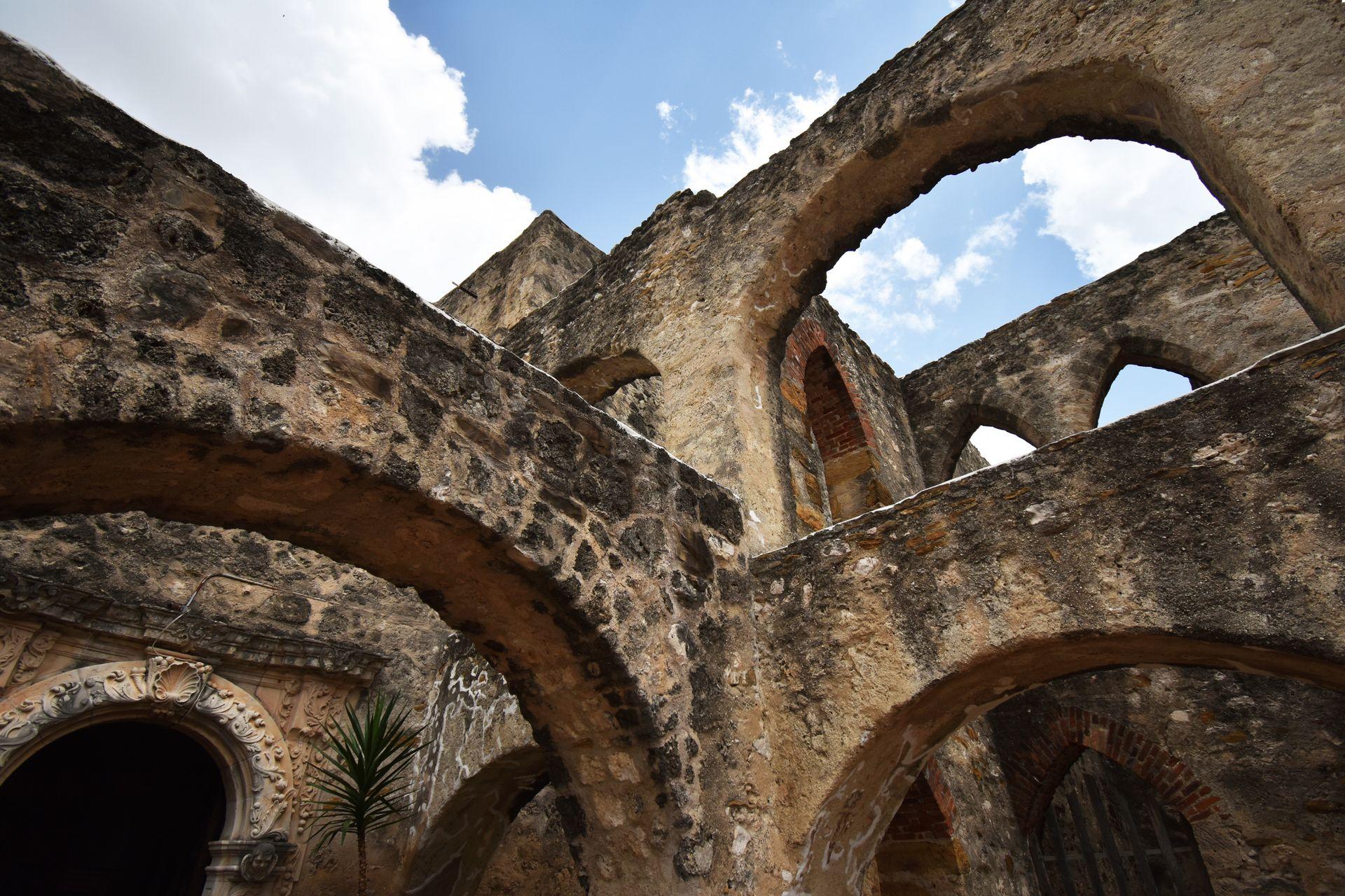Several arches at Mission San Jose in San Antonio.