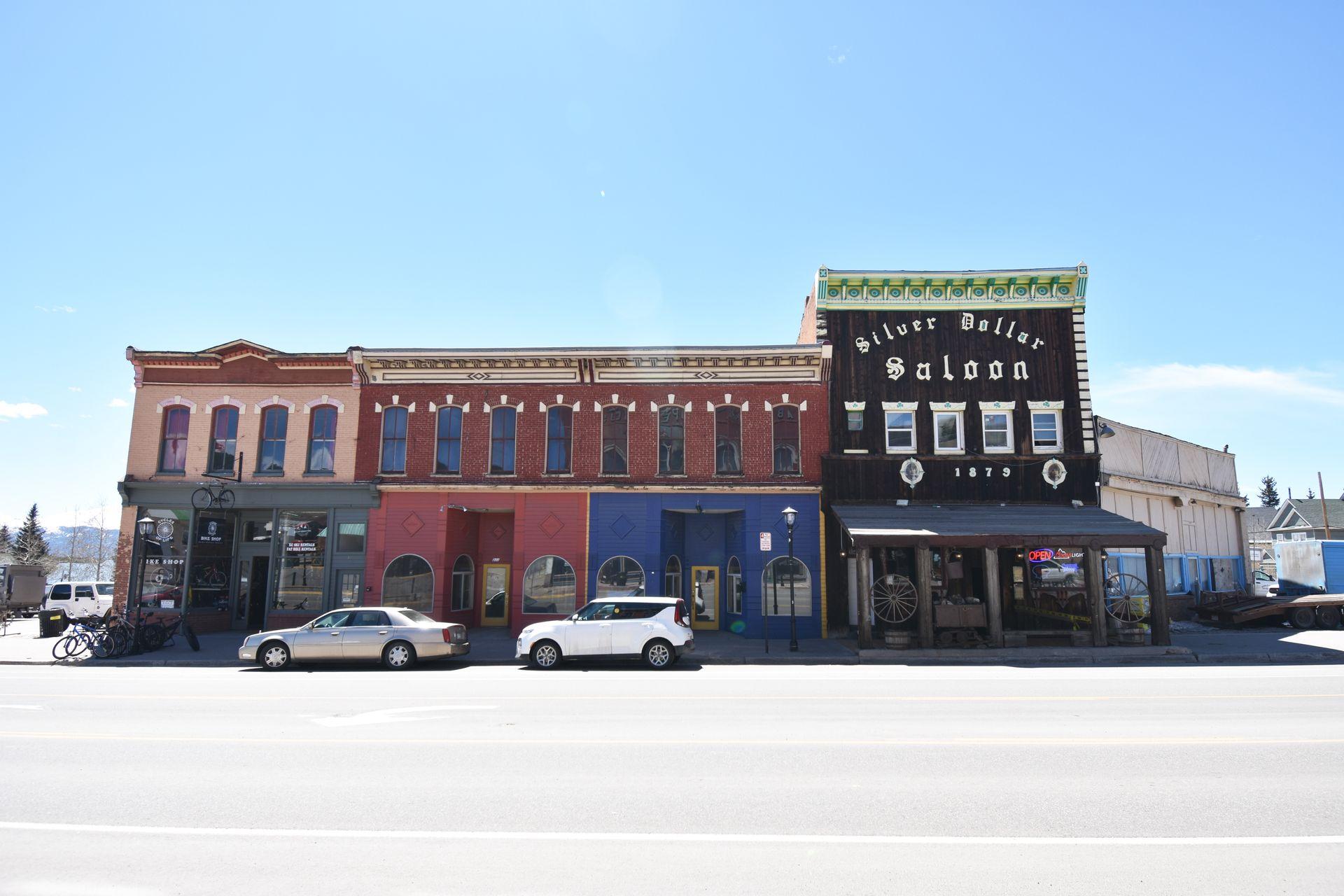 Looking across the street at the Silver Dollar Saloon in Leadville