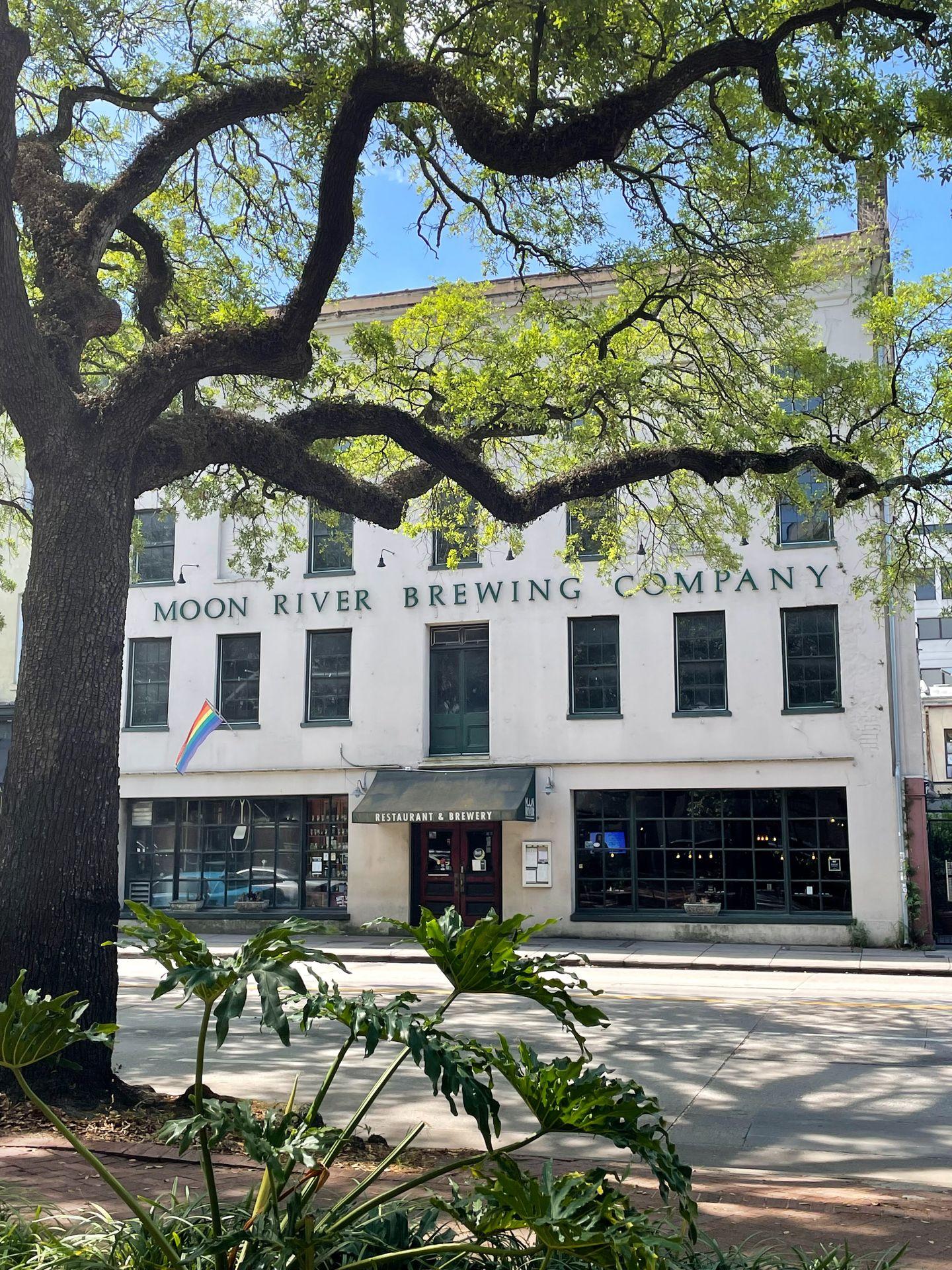 A view of the exterior of the Moon River Brewing Company