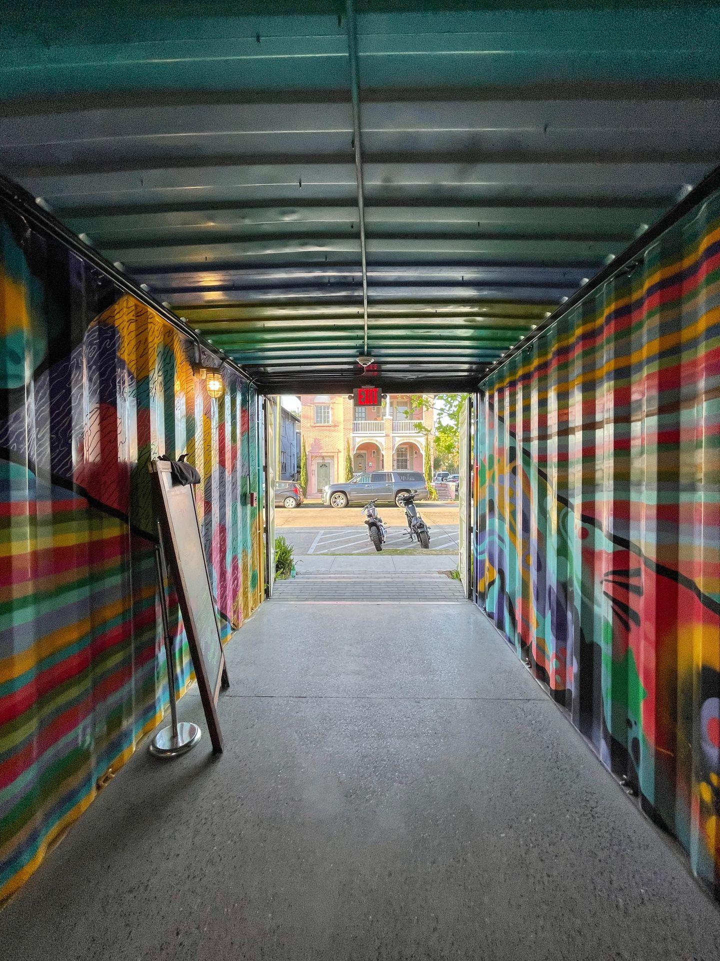 Looking at a colorful tunnel leading to Starland Yard