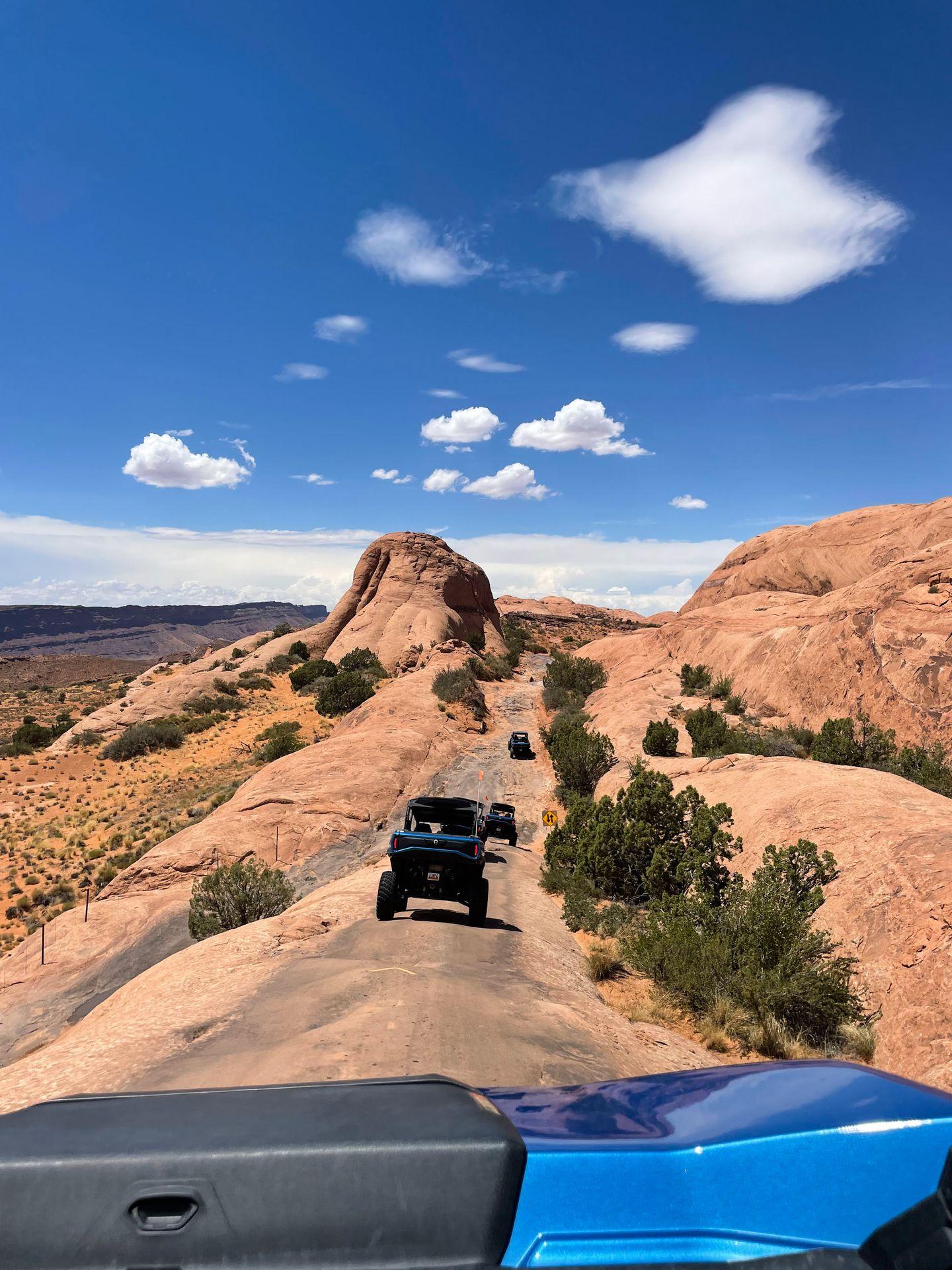 The view driving behind some other UTV's on the Hell's Revenge trail