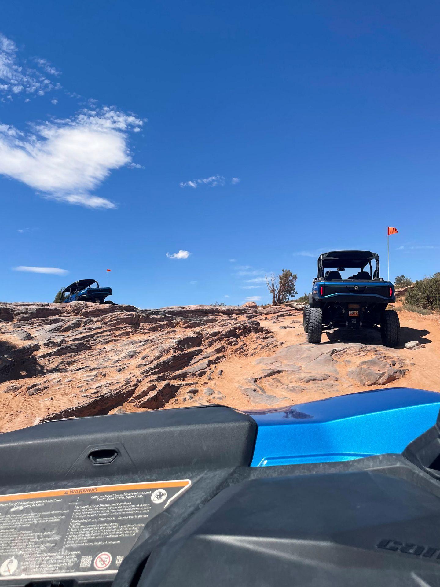 A view crawling up rocks while driving an UTV on the Hell's Revenge trail