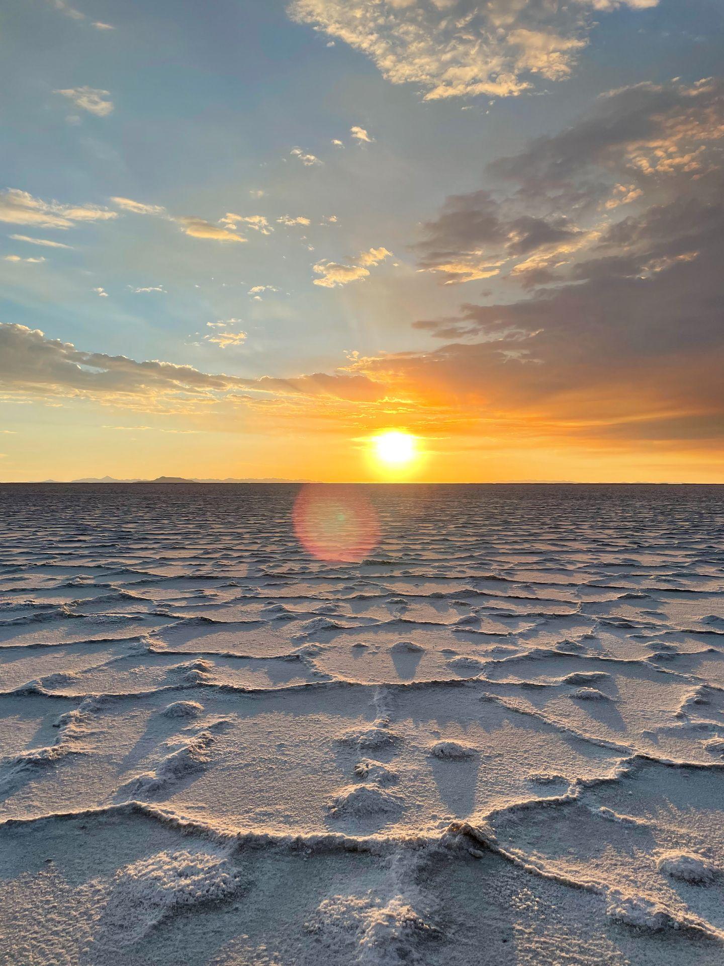 The sunrise from Bonneville Salt Flats