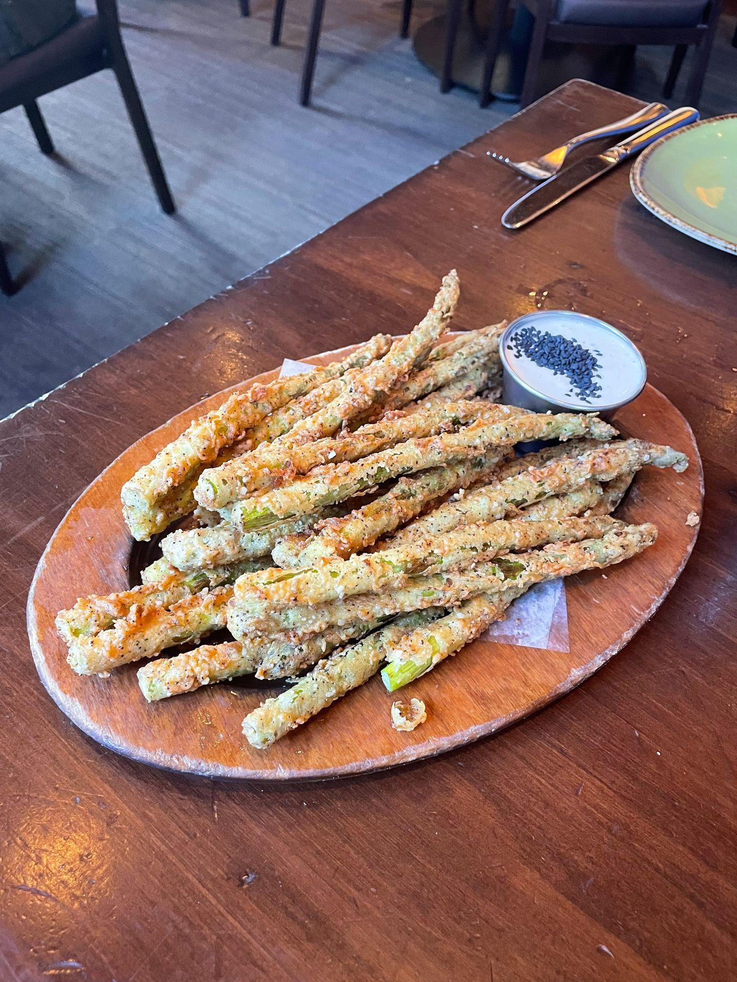 A plate of fried asparagus from Boise.