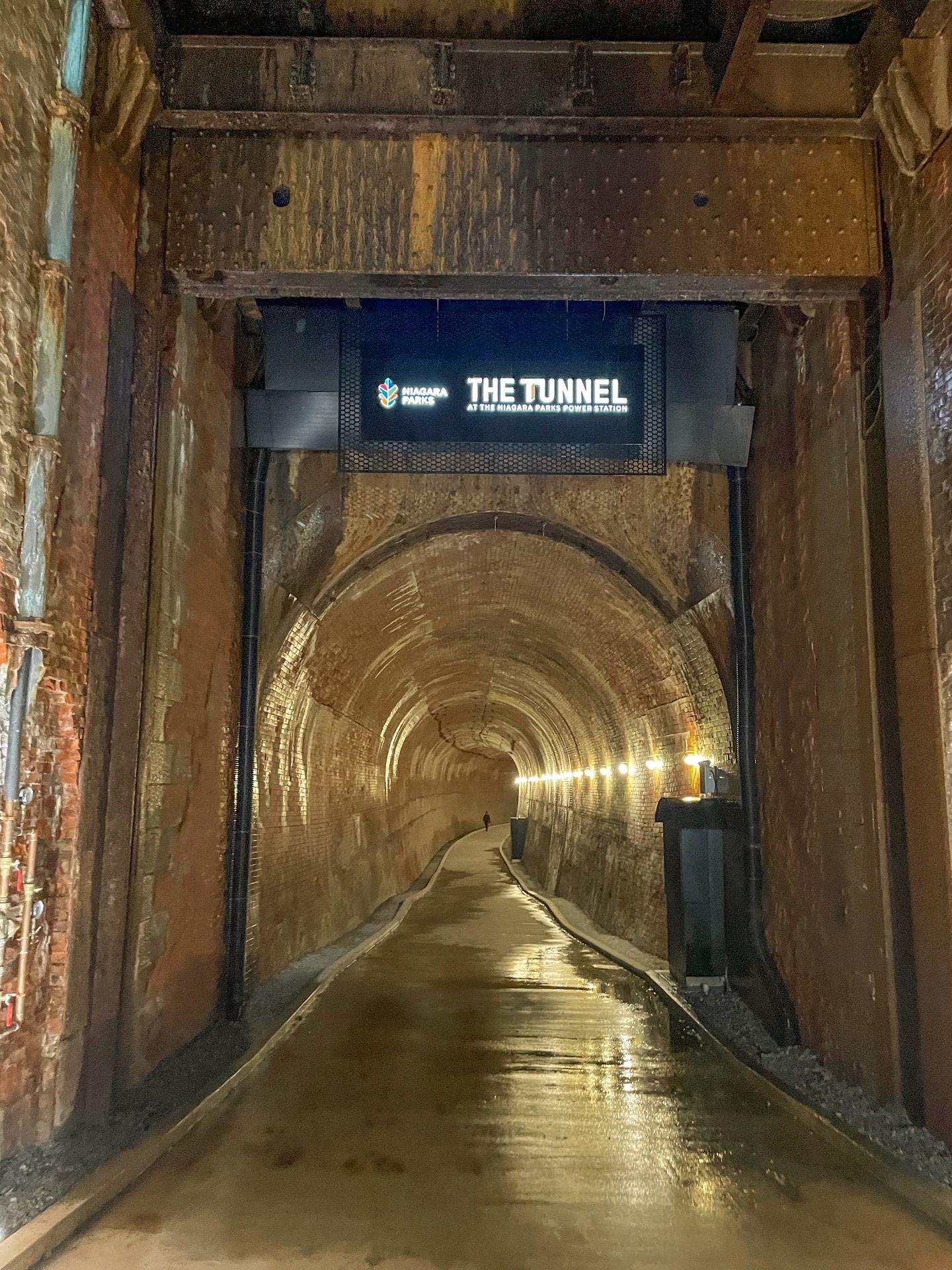 A view of the start of the tunnel that you can walk through for a view of the falls.