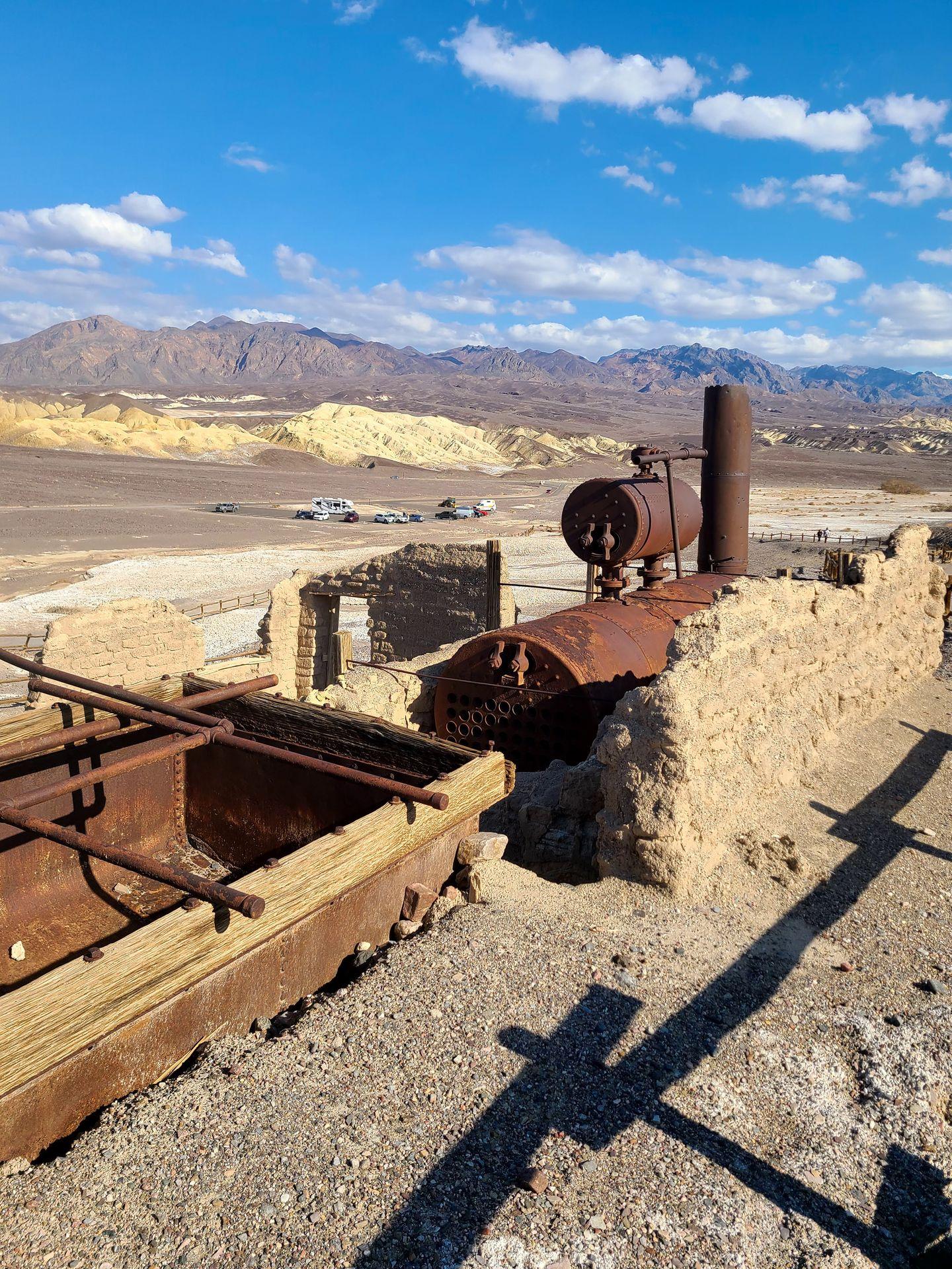 Former equipment used in Borax mining in Death Valley