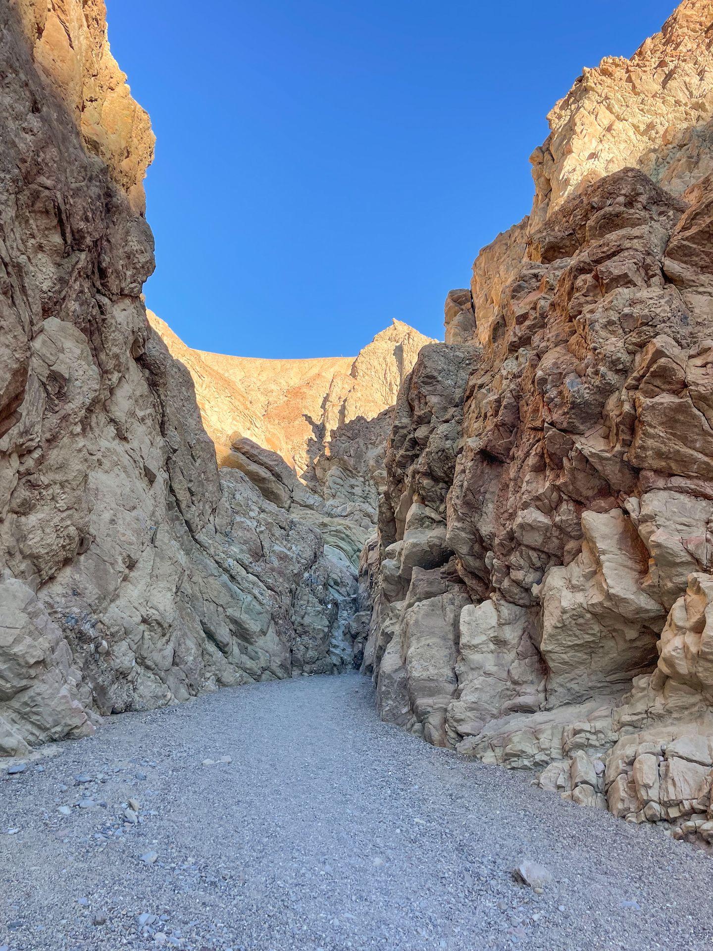 A rocky and narrow canyon on the Gower Gulch Trail.