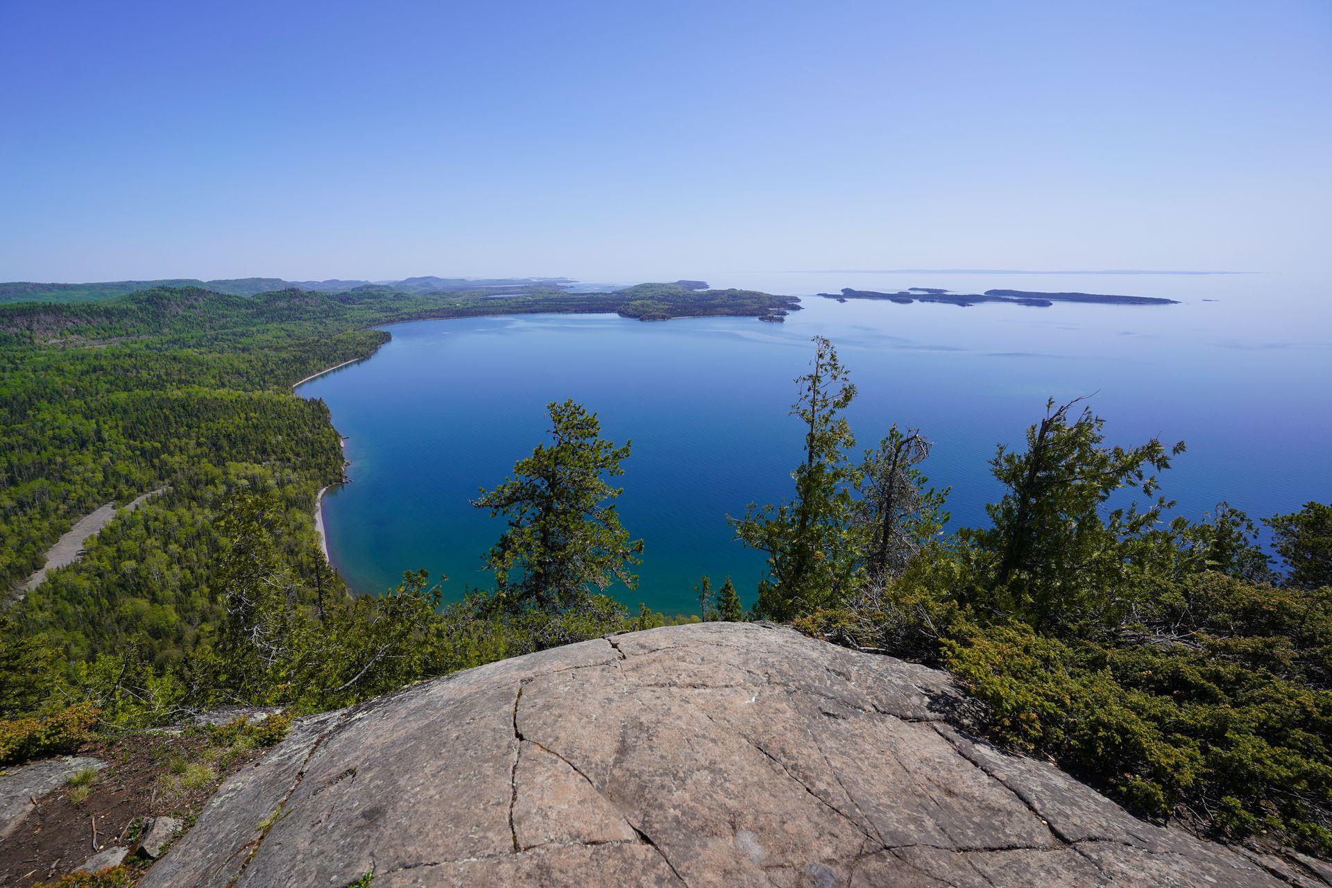 A view of Lake Superior and a few small islands from the Mt Josephine Trail.