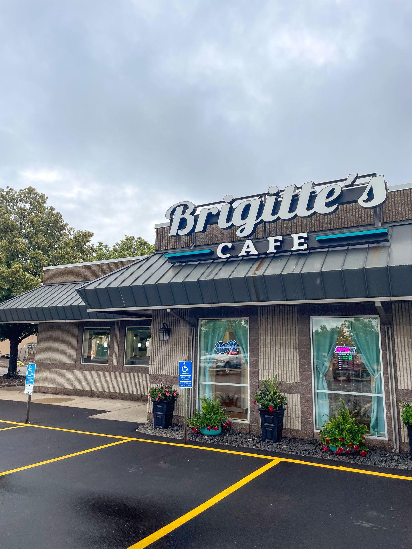 A building with a sign that reads 'Brigitte's' on the front