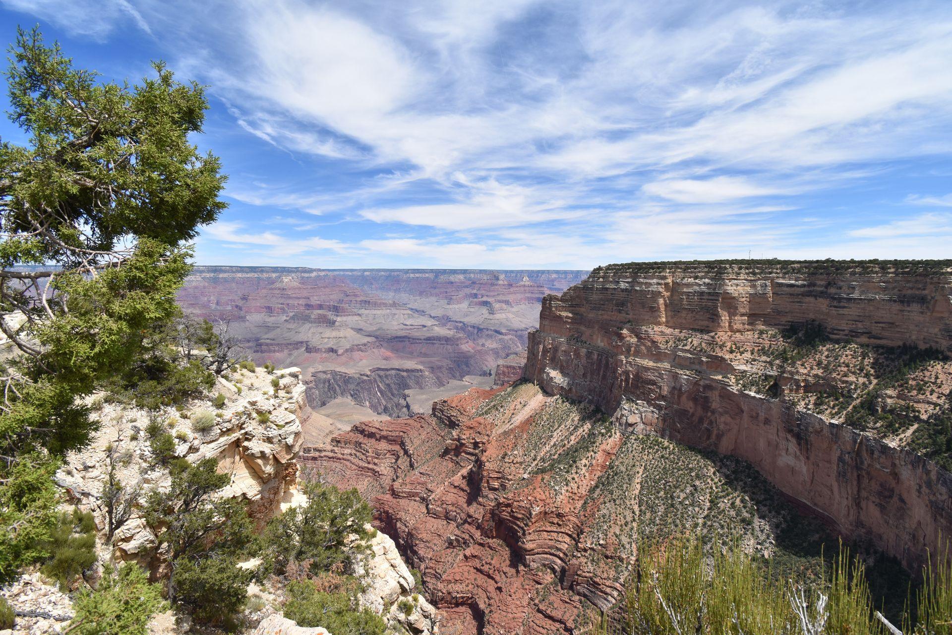 Looking down into the Grand Canyon from an overlook in the South Rim.