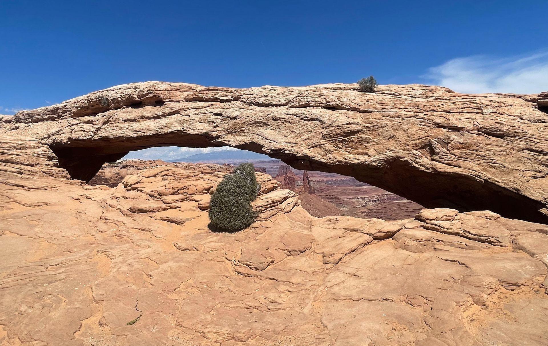 A view of Mesa Arch in Canyonlands National Park.