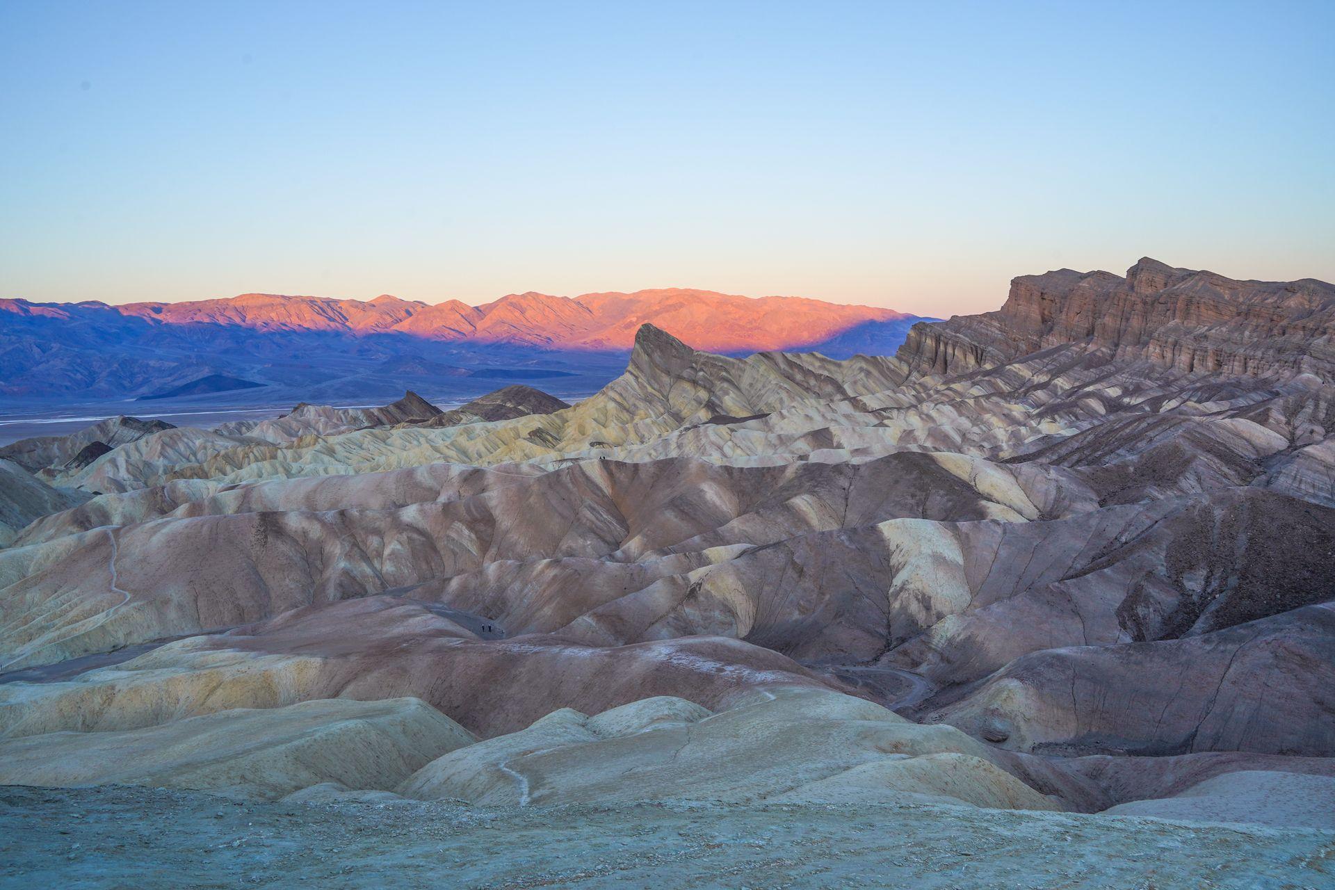 Walking the sunrise from Zabriskie Point in Death Valley National Park