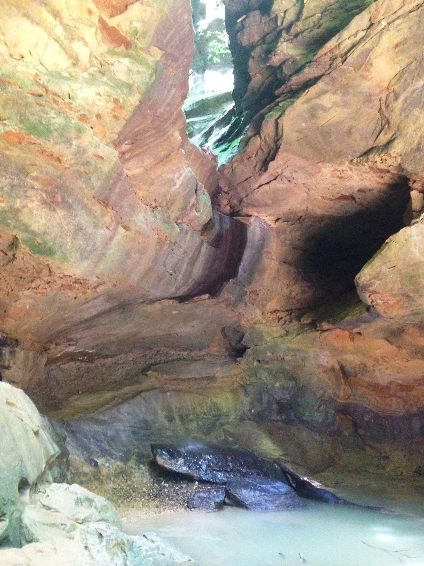 The inside of the grotto at Conkles Hollow State Nature Preserve
