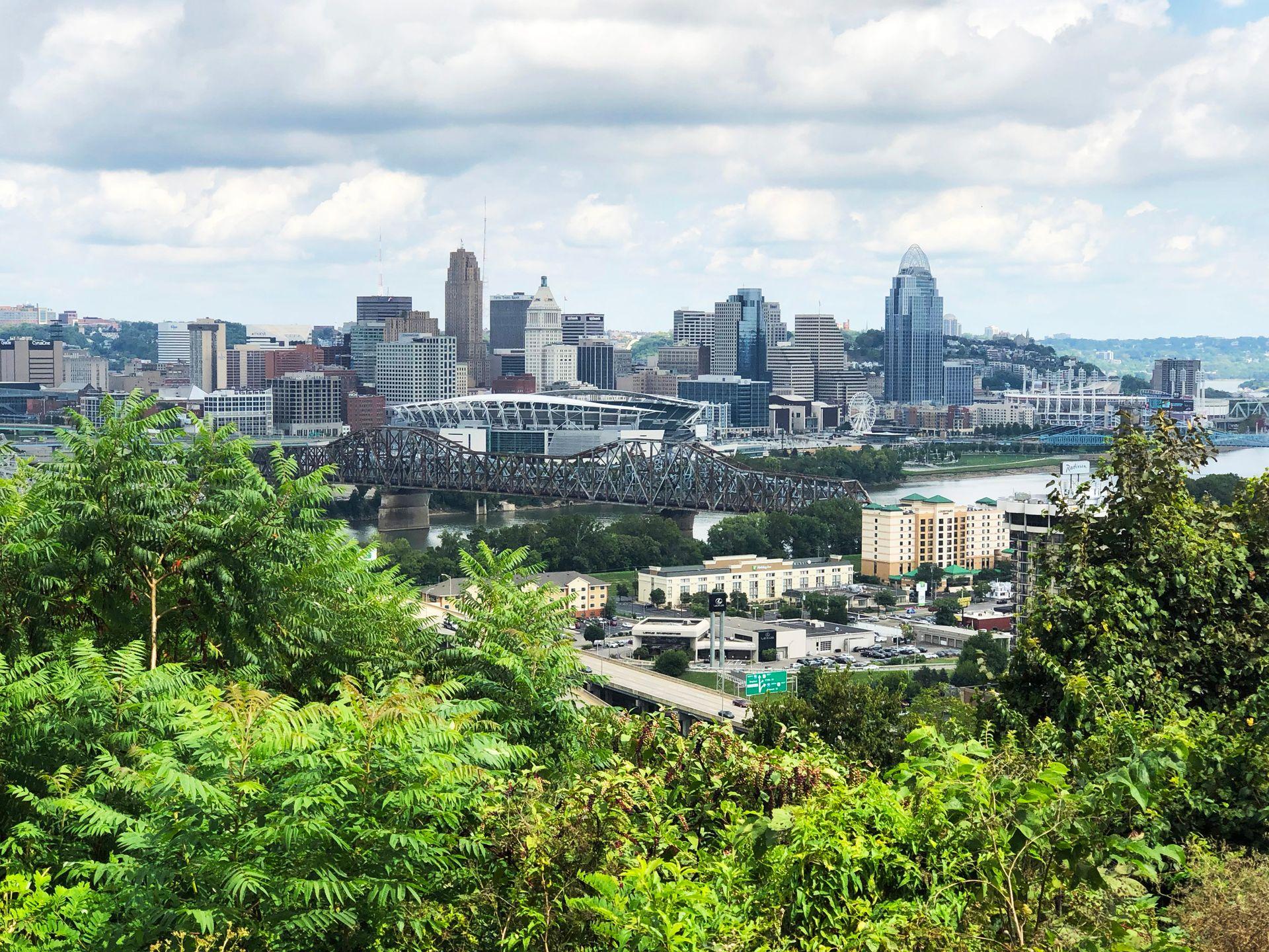 A view of the Cincinnati skyline seen from Devou Park
