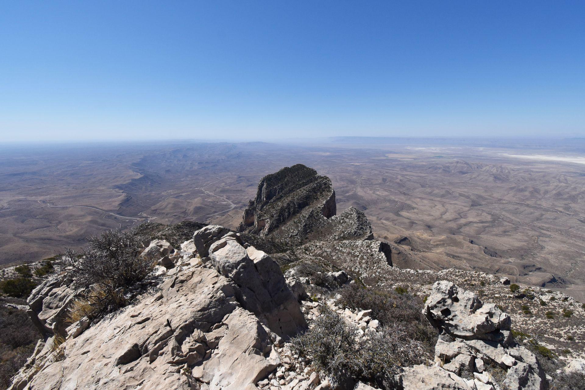 The view from the top of Guadalupe Mountain, the tallest peak in Texas