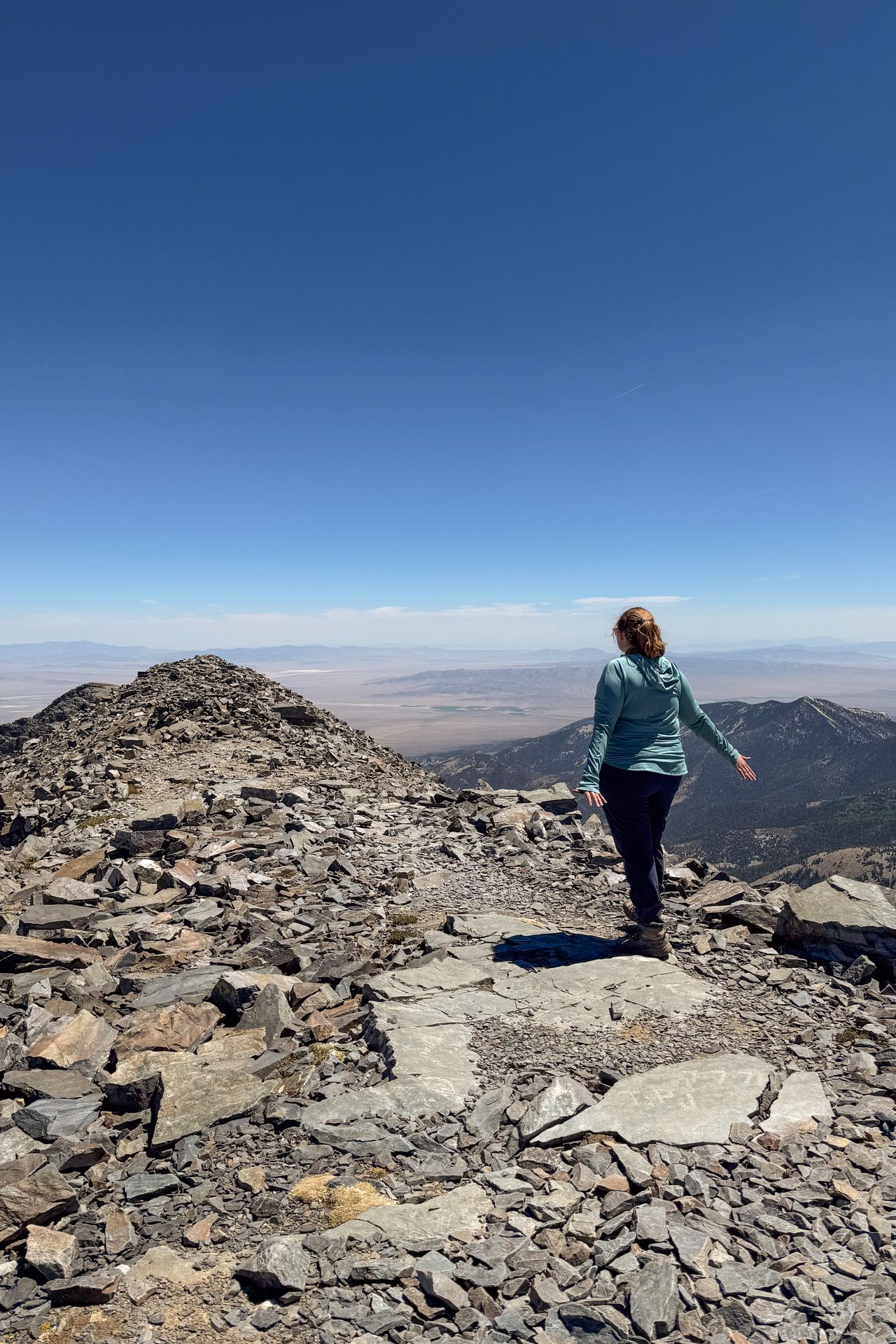 Lydia on top of Wheeler Peak in Great Basin National Park
