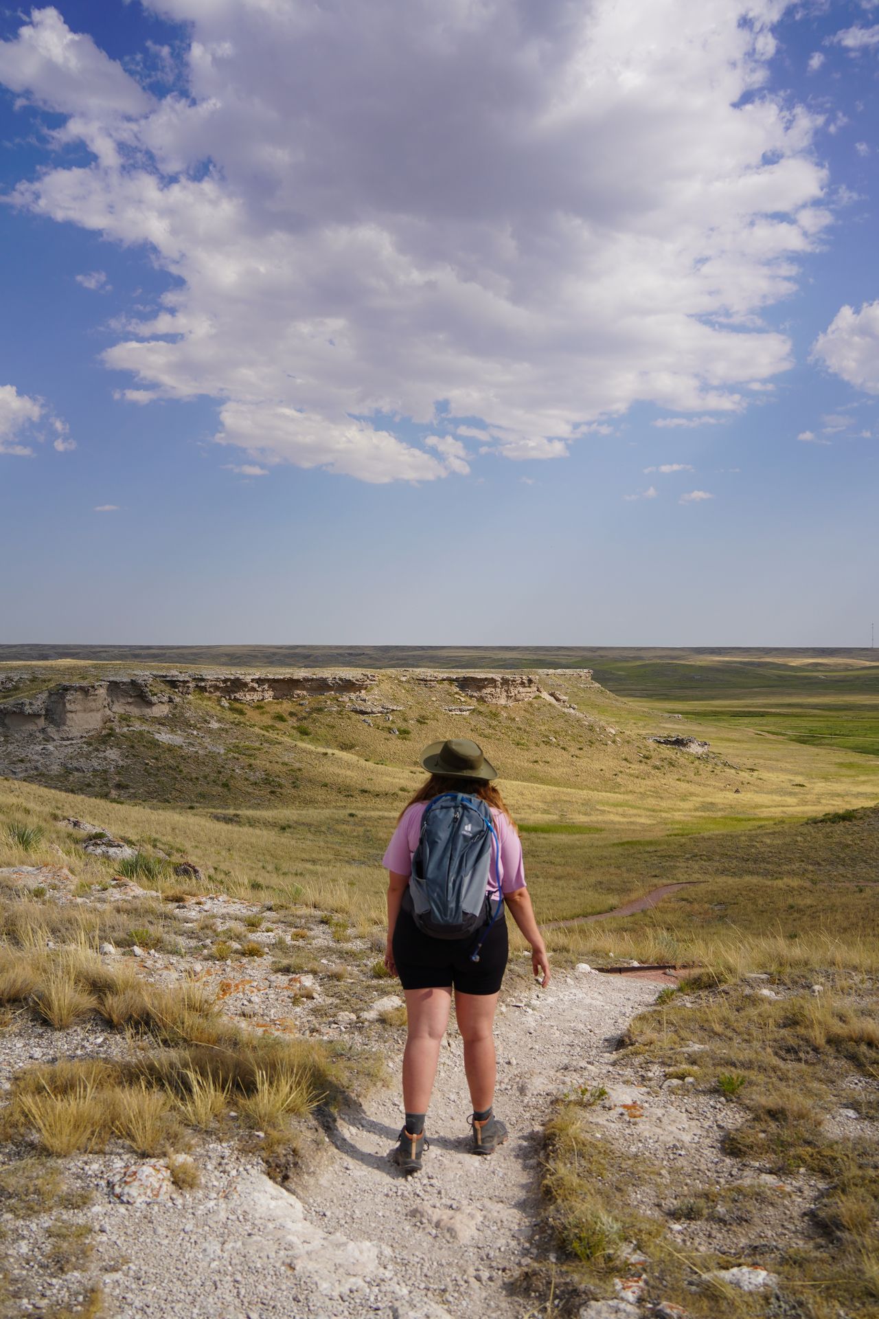 Lydia hiking and looking out at the views in Agate Beds Fossil National Monument