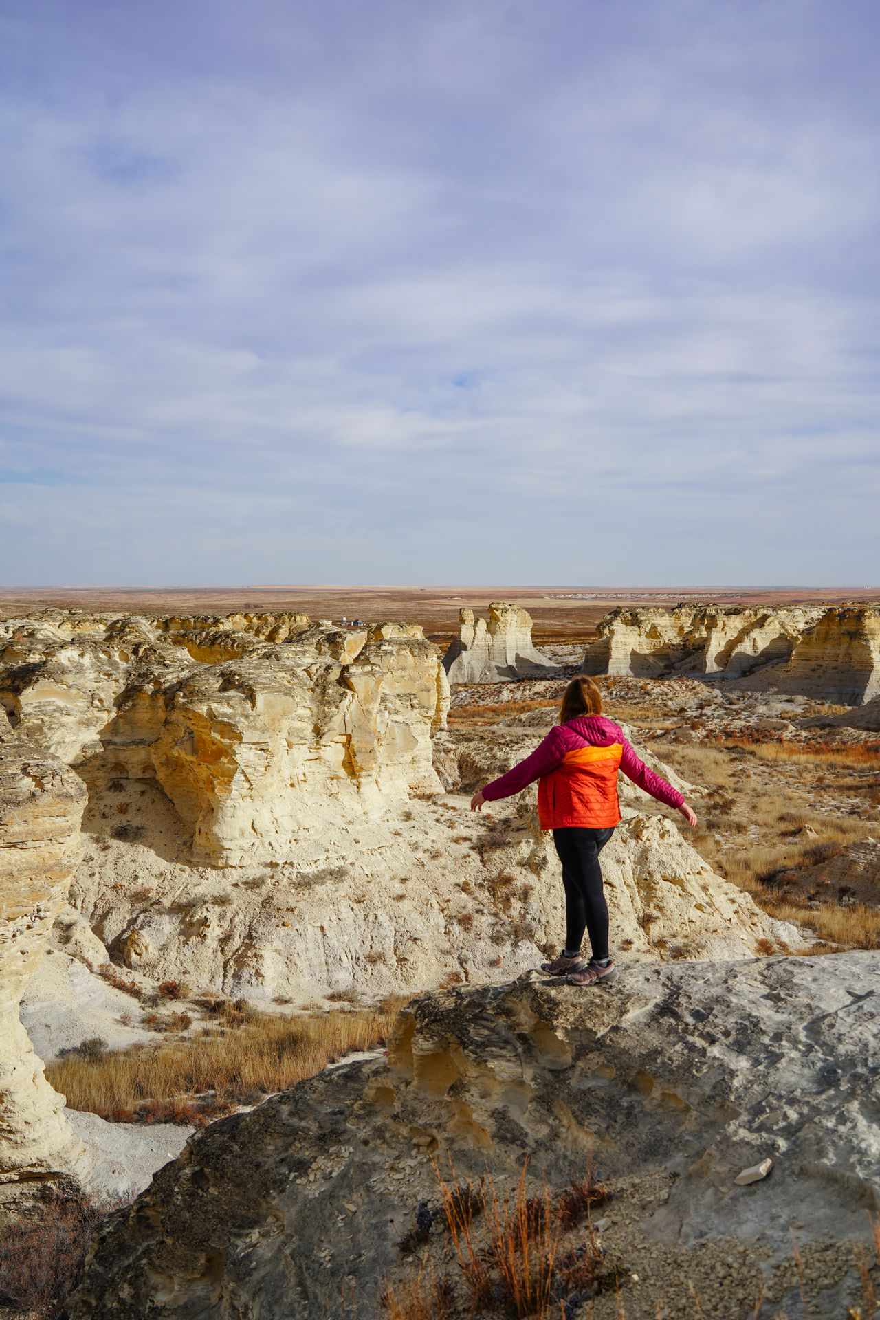 Lydia admiring a viewpoint overlooking Little Jerusalem State Park