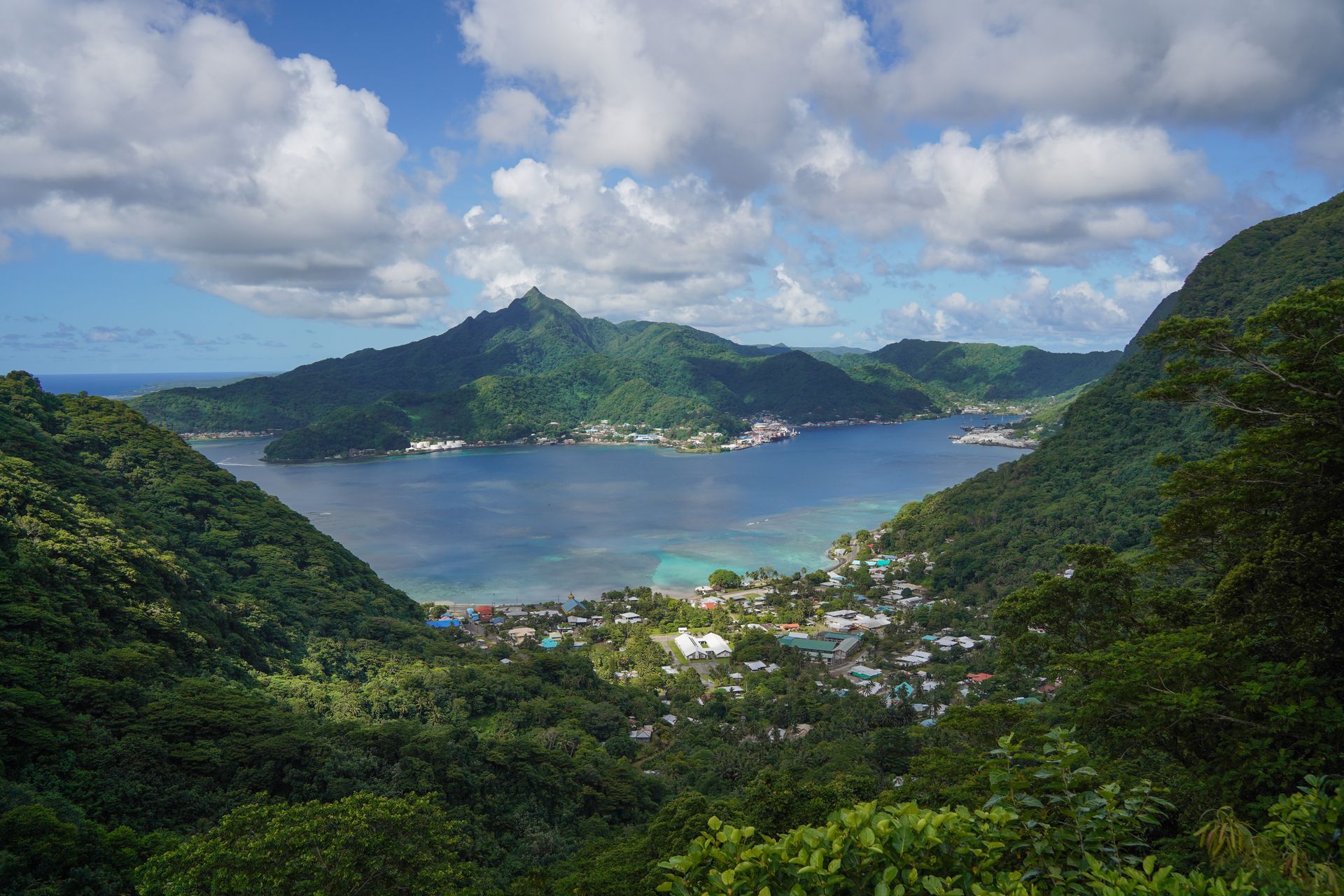 An overlook above Pago Pago Harbor that is along Afono Pass