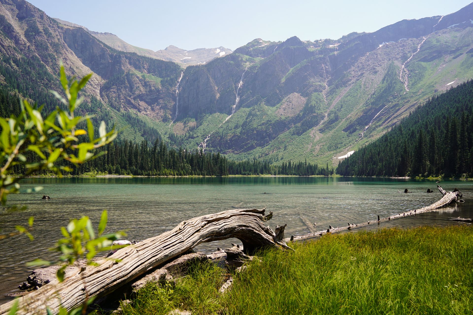 Looking out at Avalanche Lake, which is a bit smoky