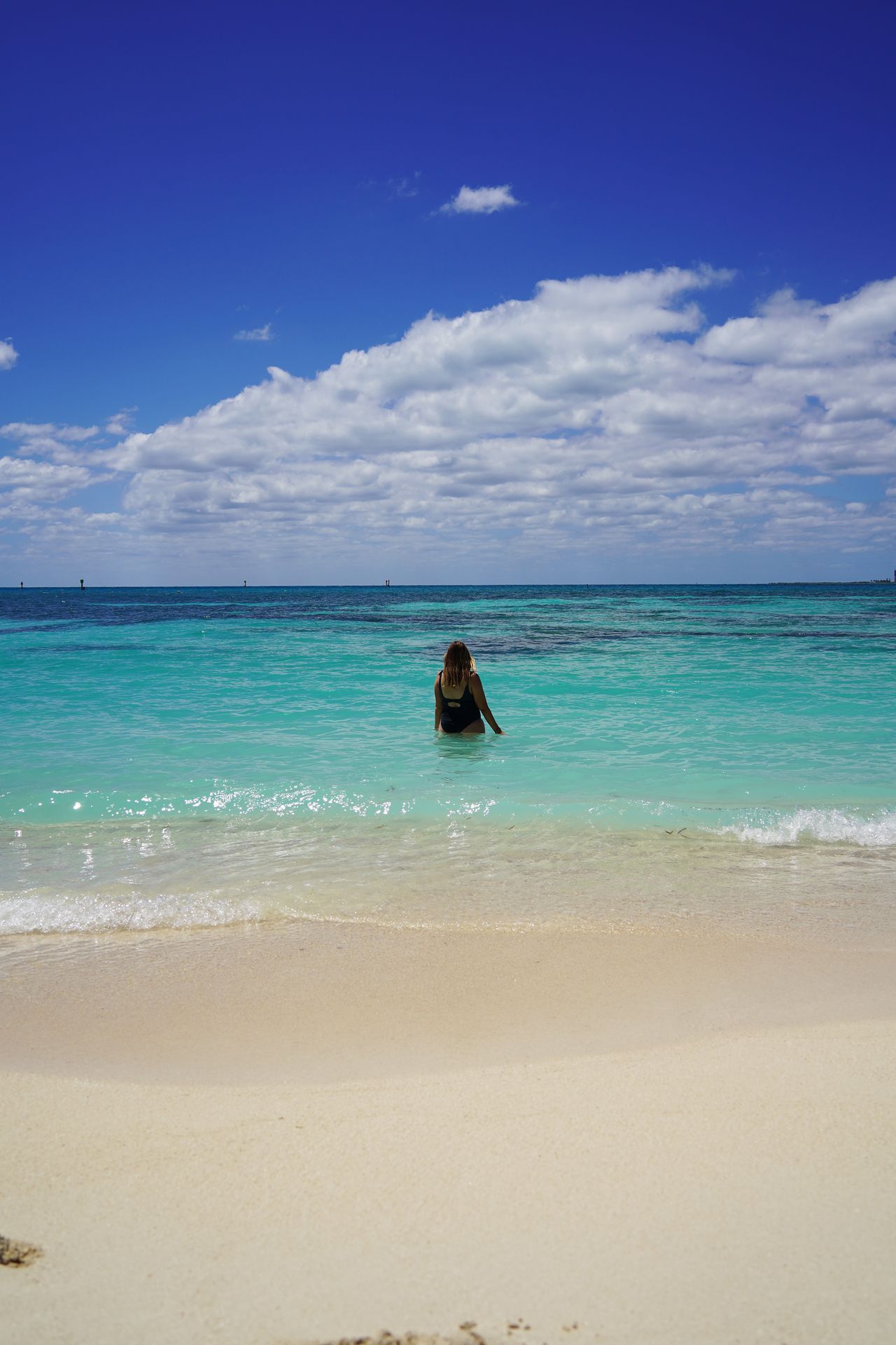 Lydia in the blue ocean water at Dry Tortugas