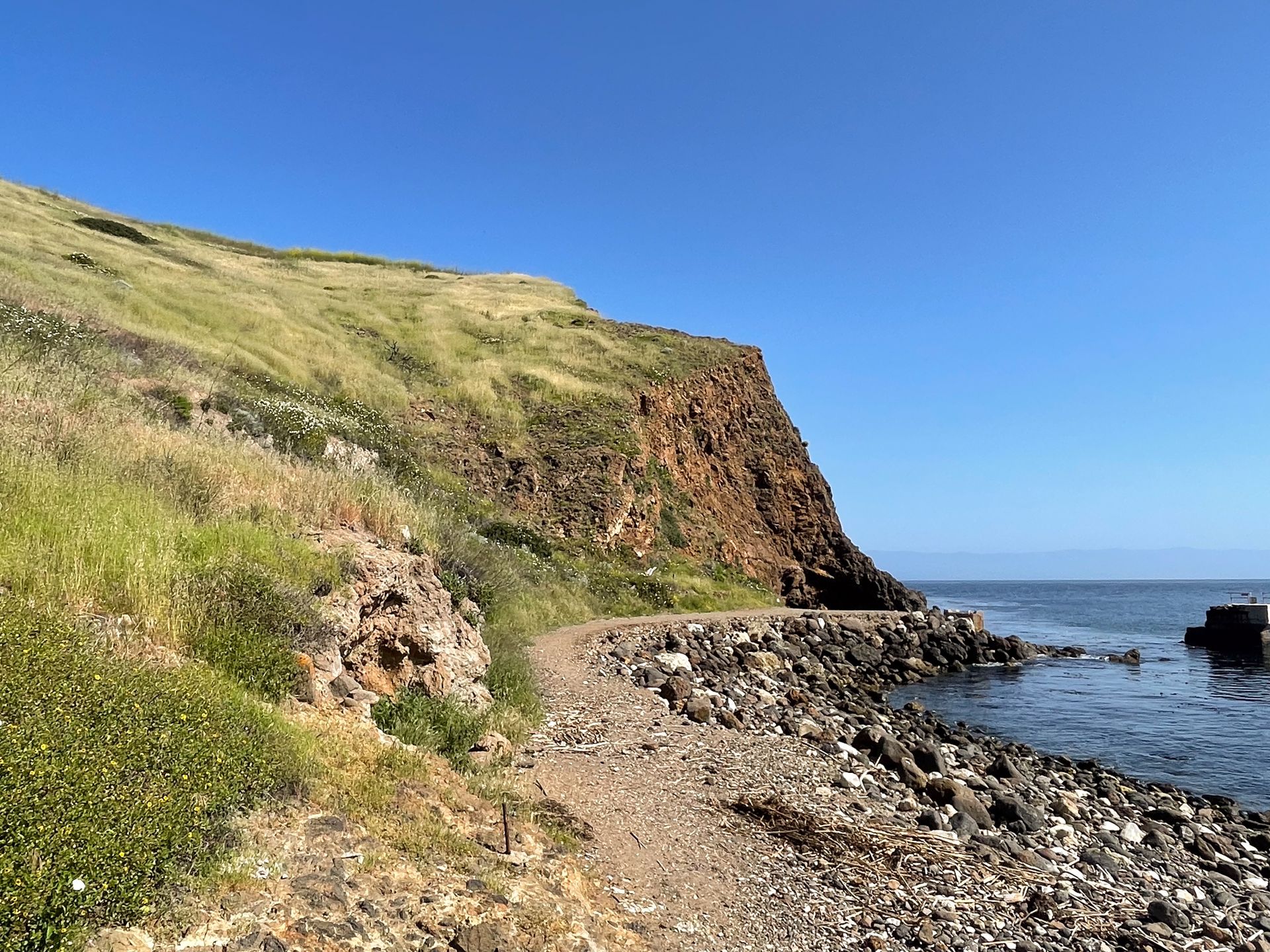 A beach area near the dock on Santa Cruz Island