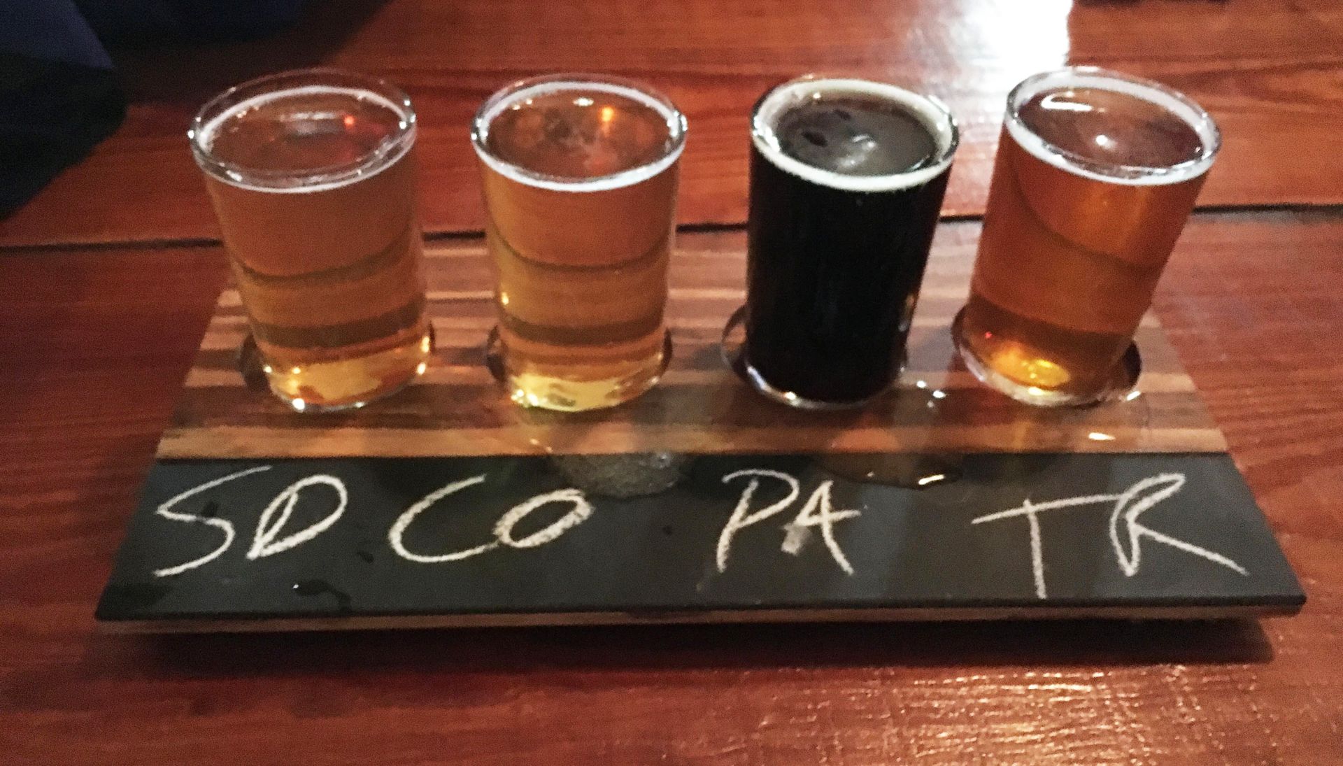 A flight of 4 beers from Rhinegeist Brewery